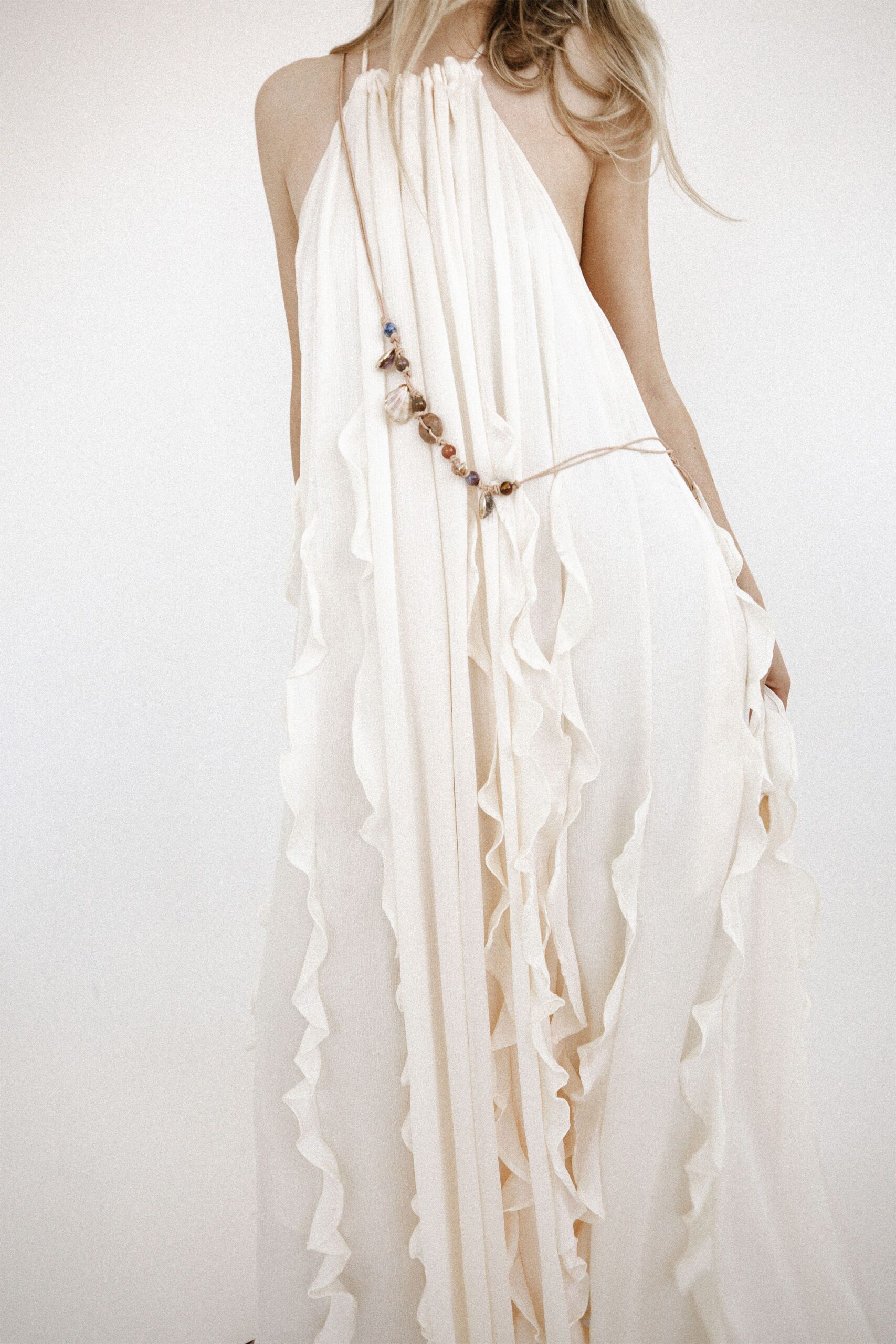 ivory silk sleeveless gown