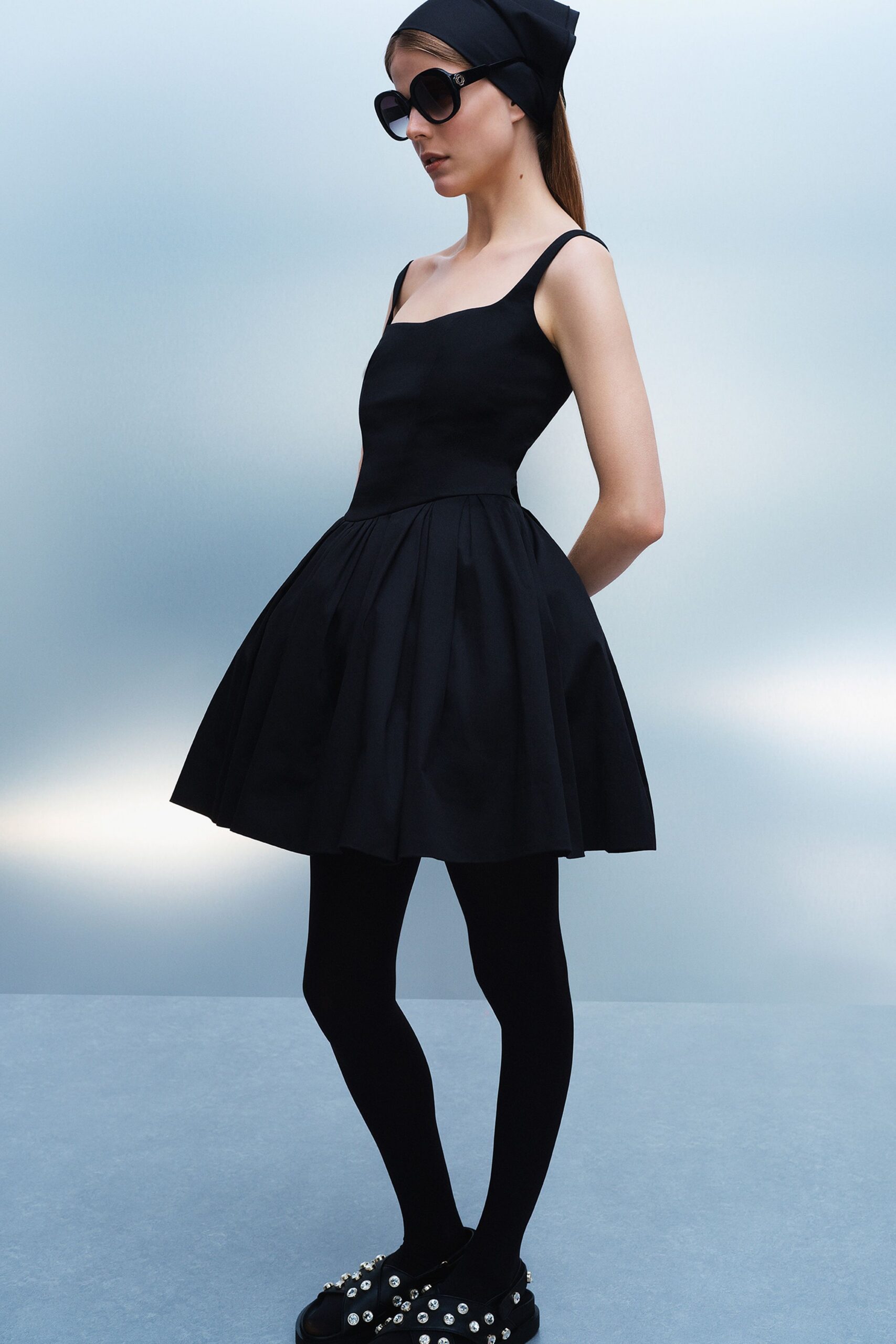 black fitted mini dress
