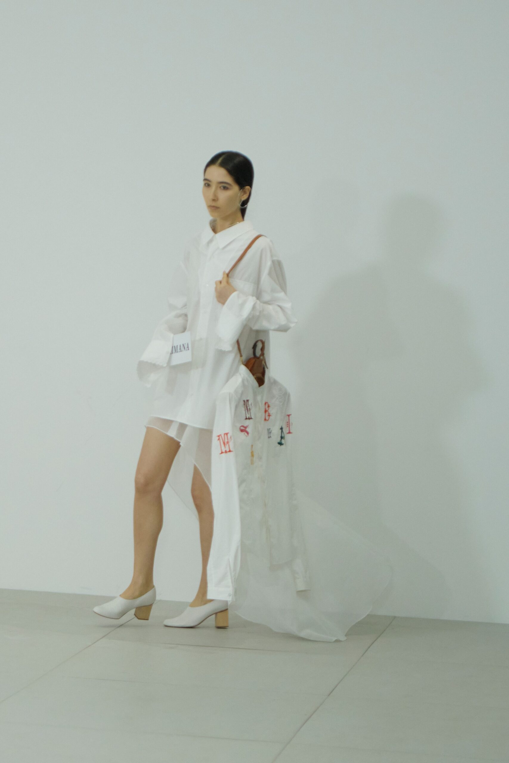 white cotton asymmetric shirt-dress