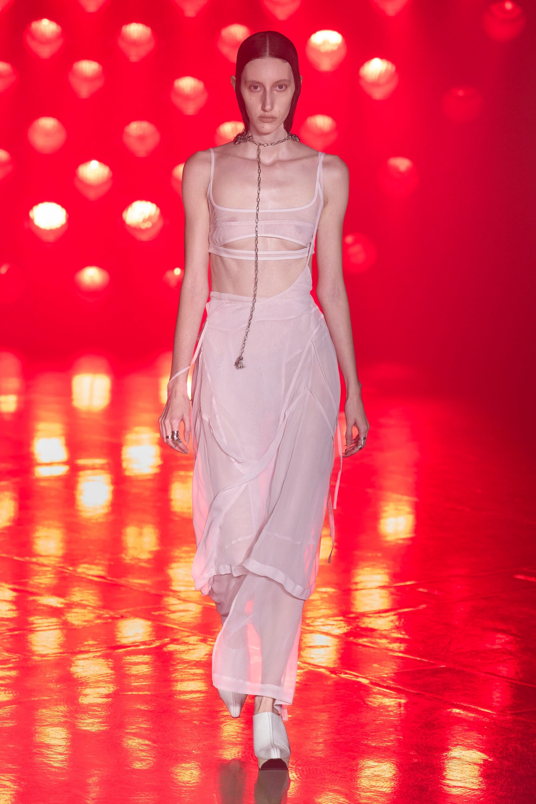 white chiffon layered top and skirt