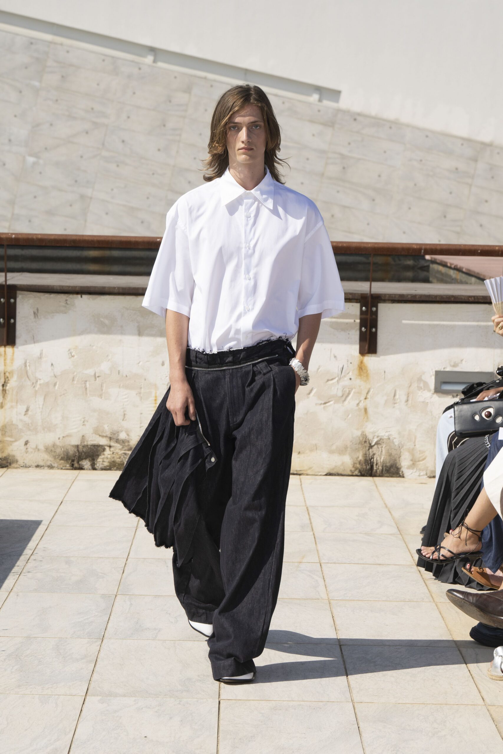 black denim relaxed wide-leg pants