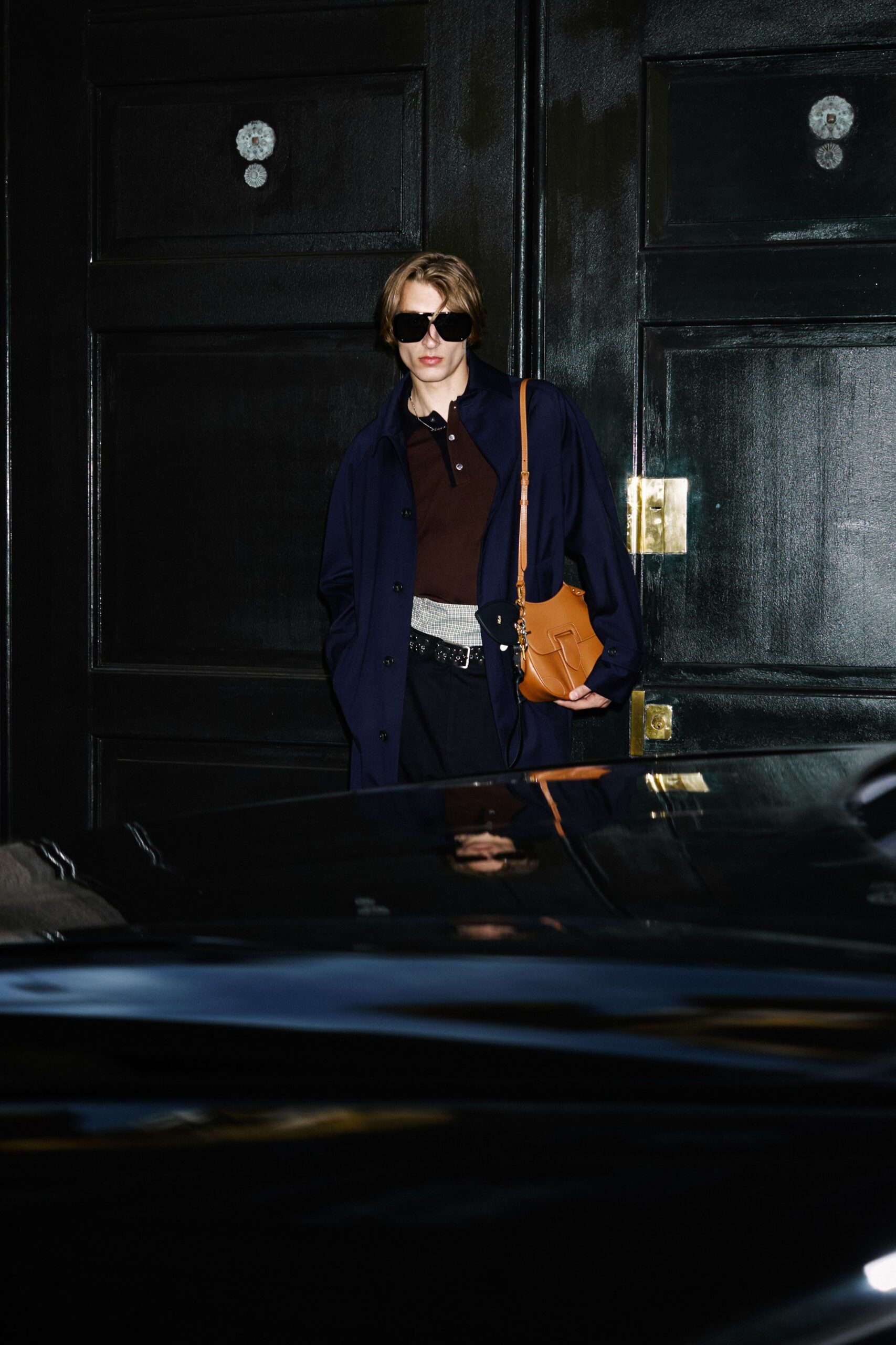 orange leather bag
