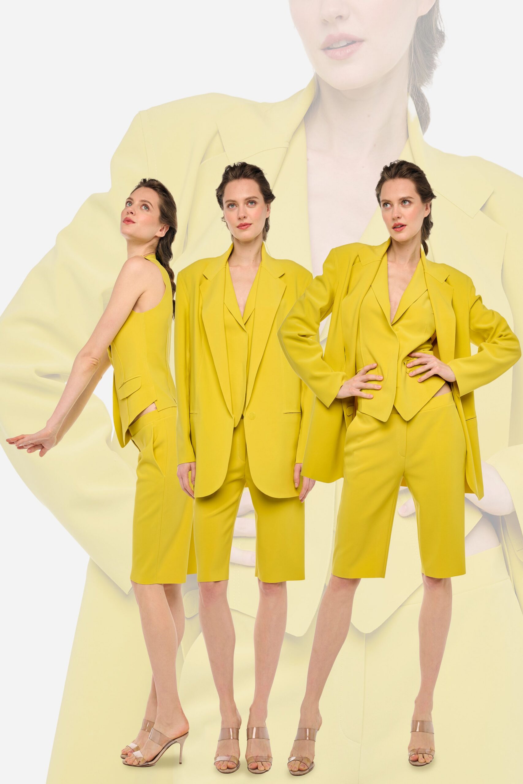 yellow long-sleeve collared tailored jacket
