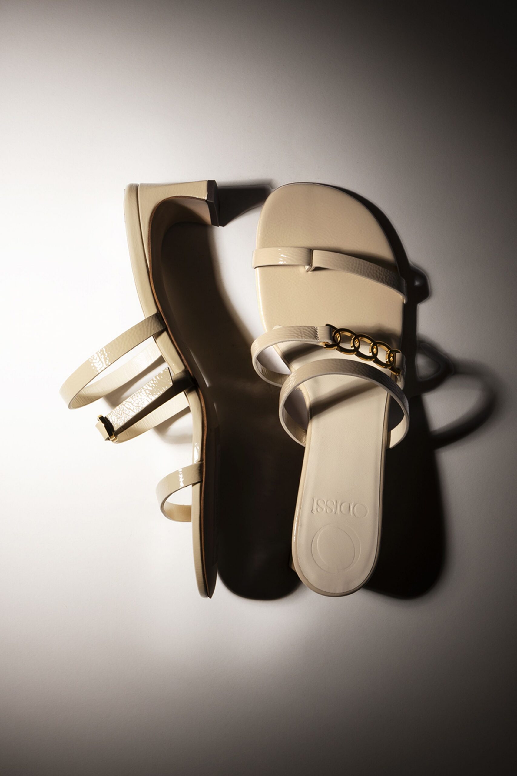 beige leather zippered shoes
