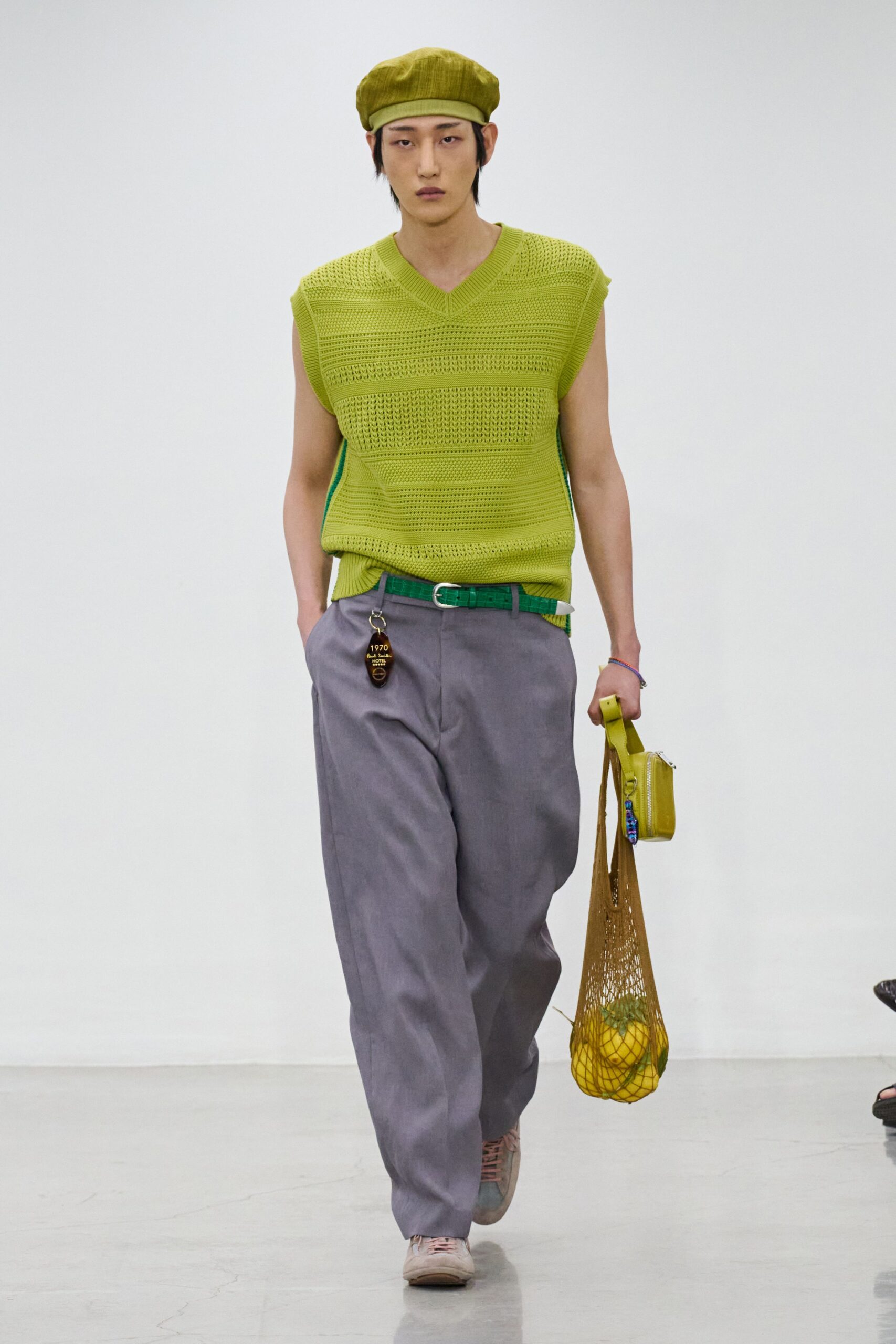 green cotton sleeveless v-neck relaxed top