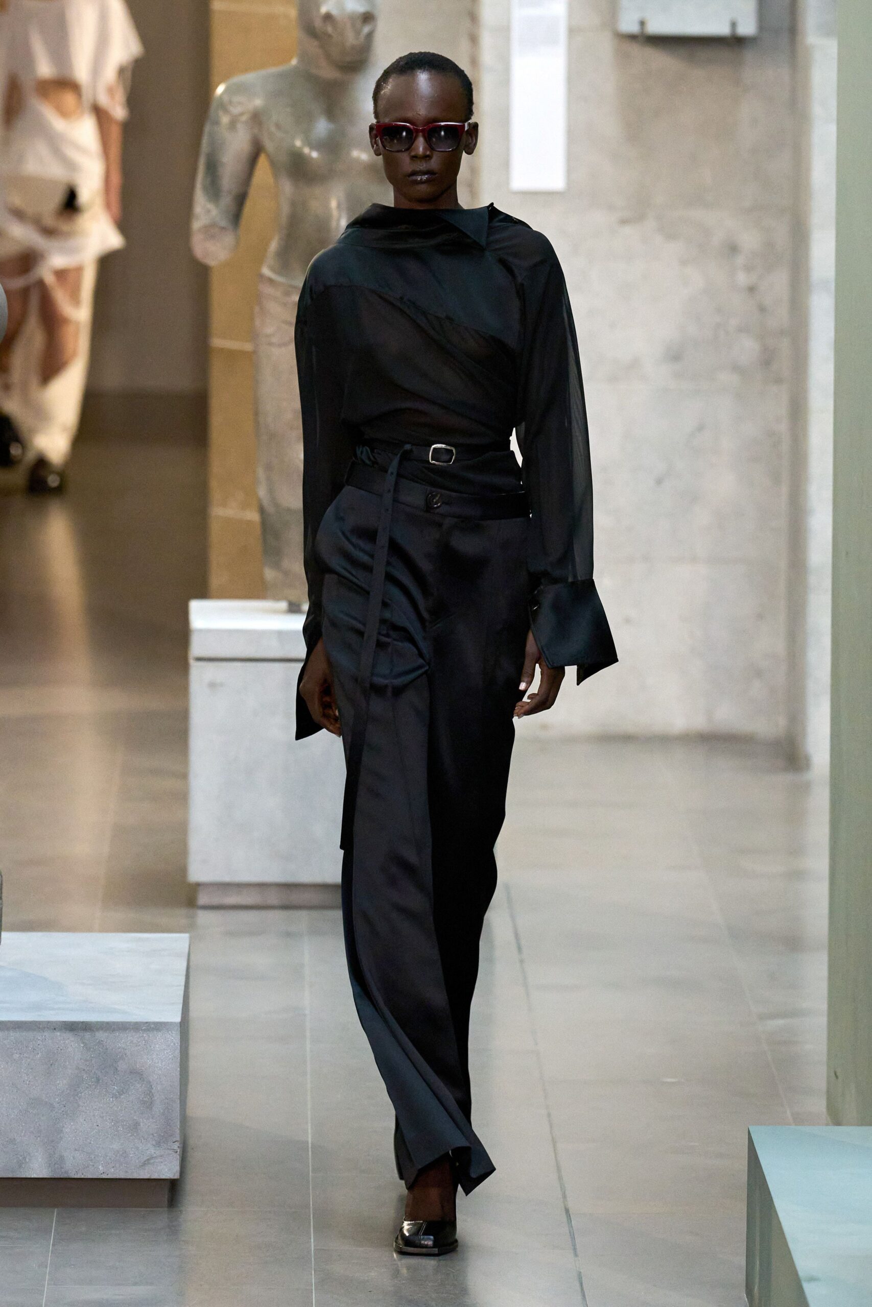 black fitted top and pants