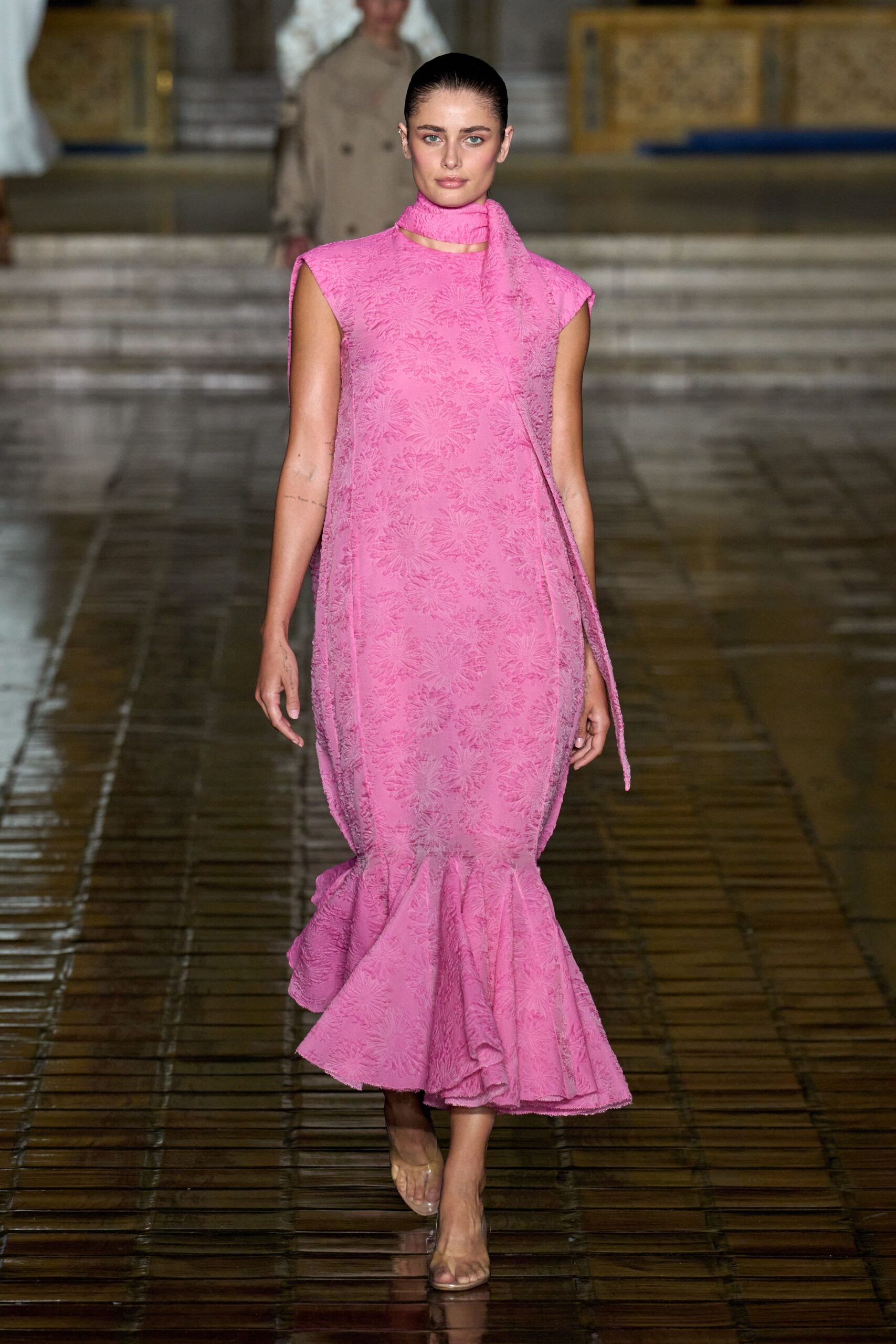 pink silk sleeveless dress