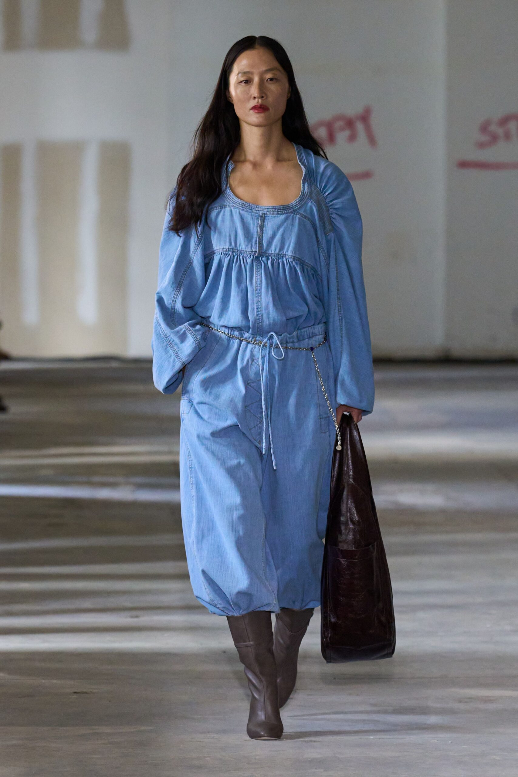 blue cotton relaxed midi dress