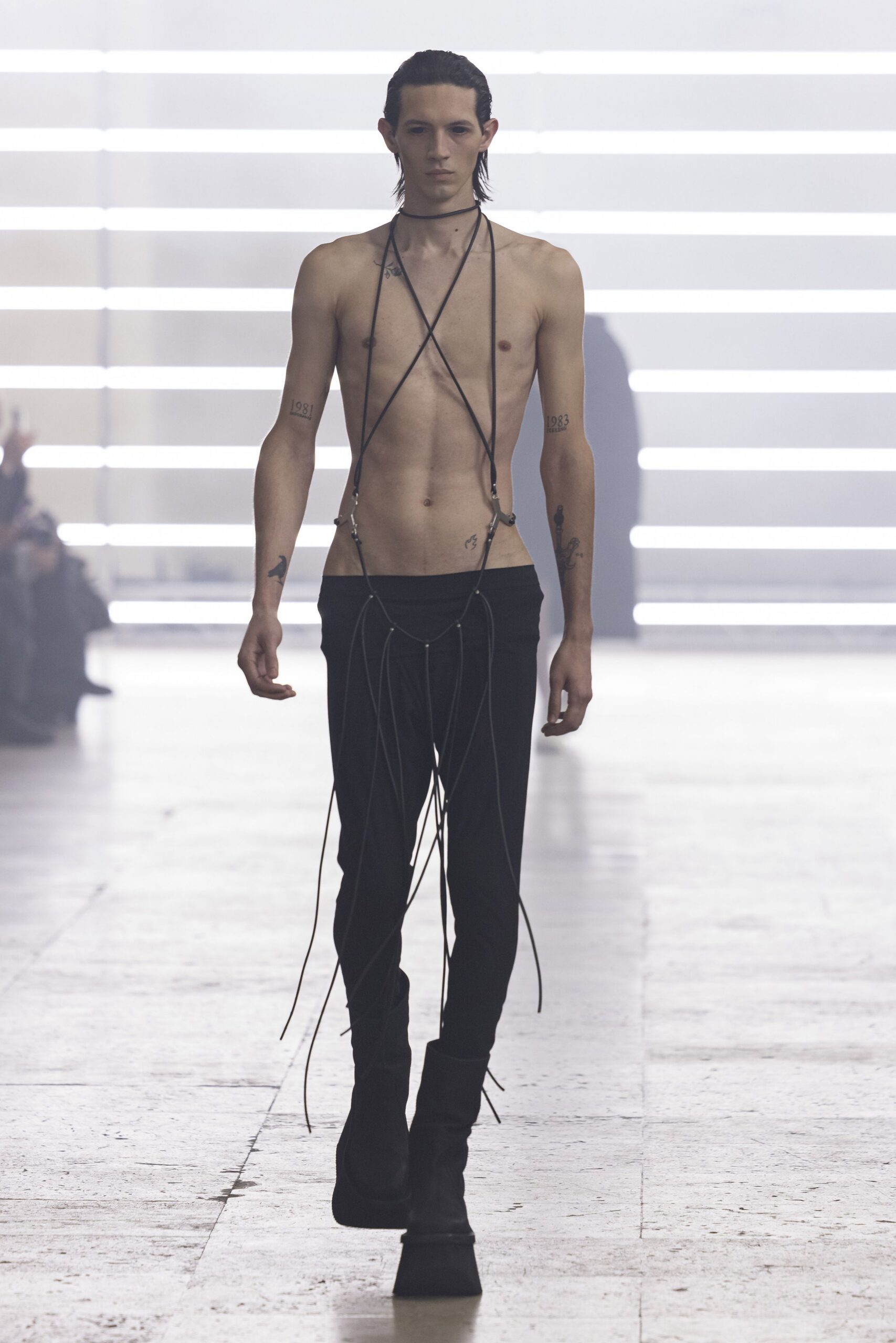 black fitted pants and top