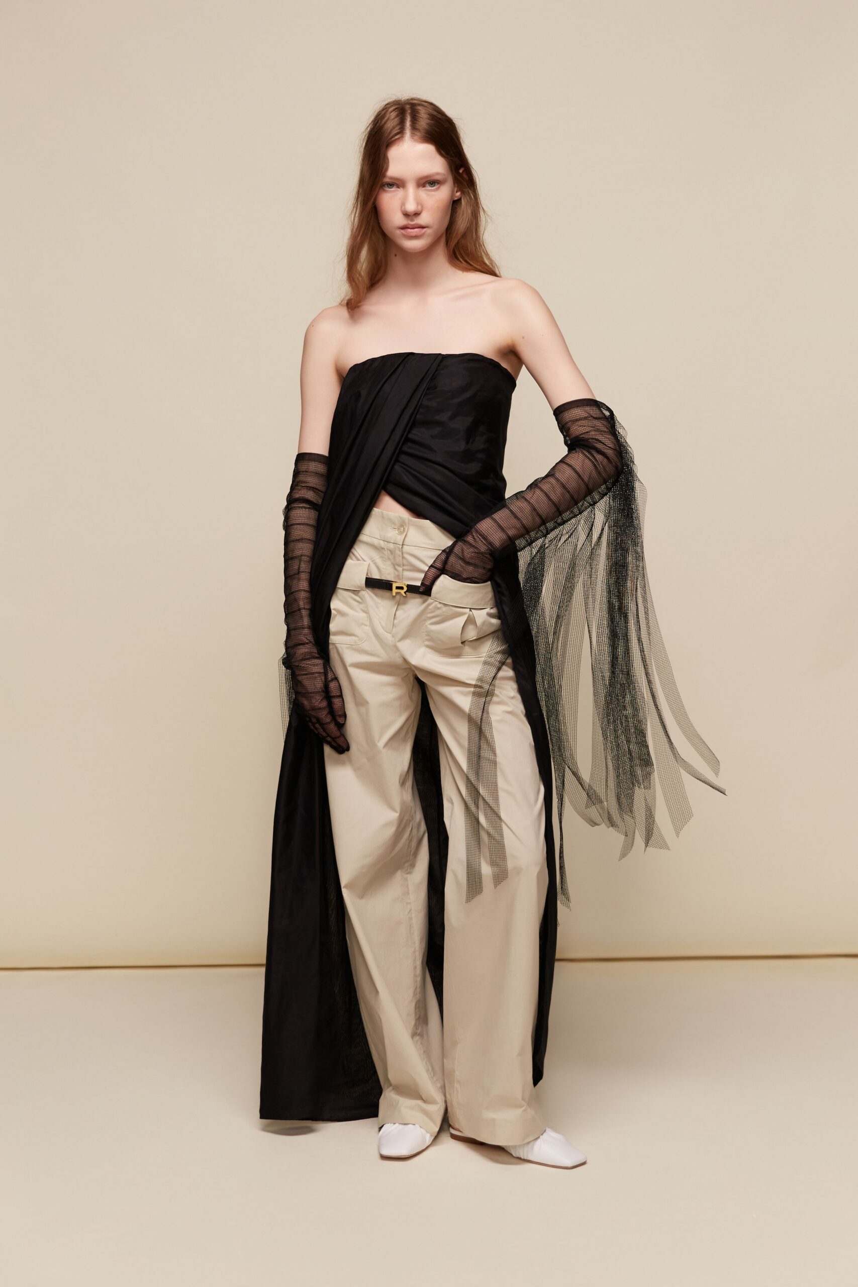 black silk strapless fitted draped maxi dress