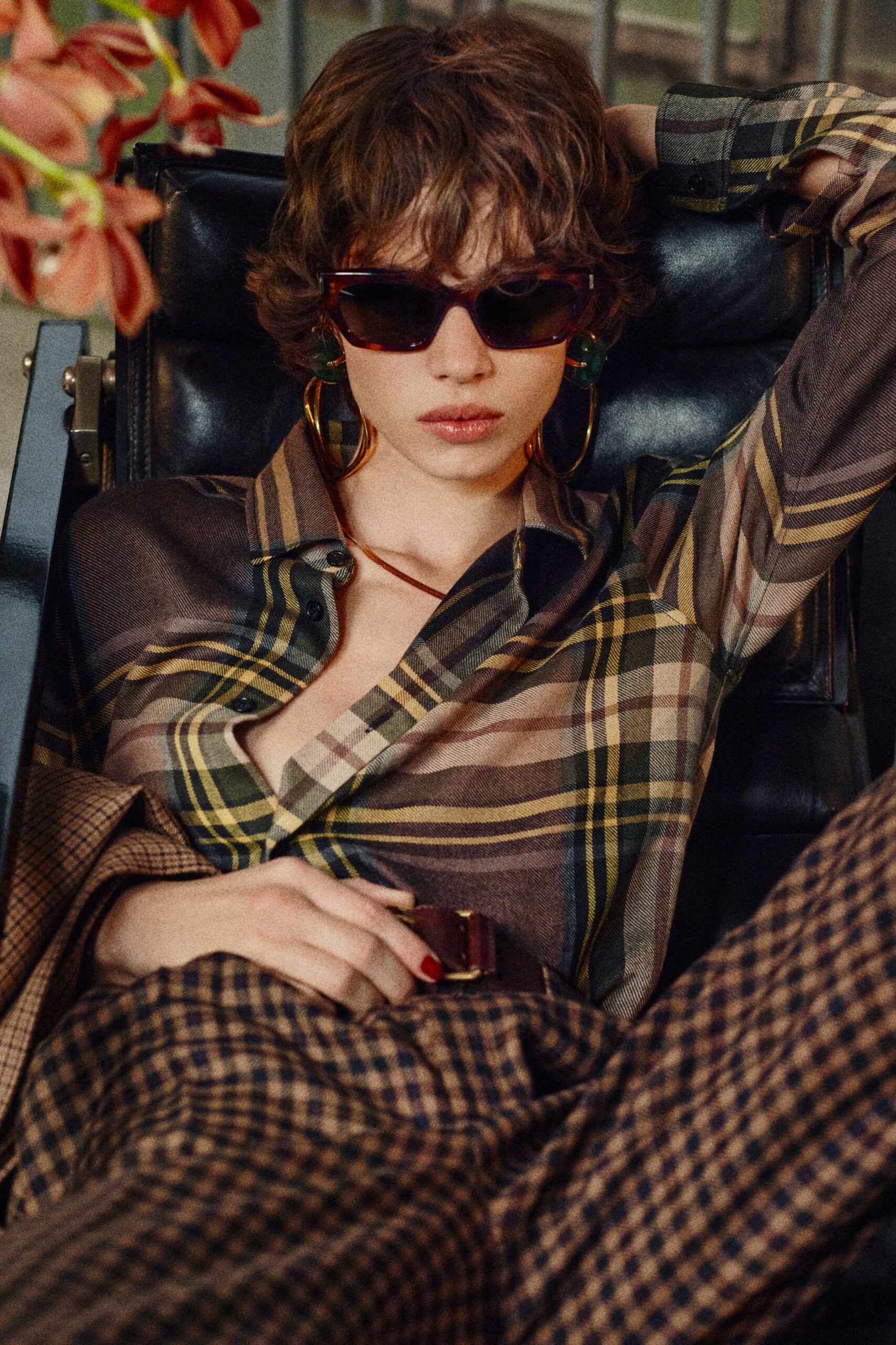 checked shirt and pants outfit
