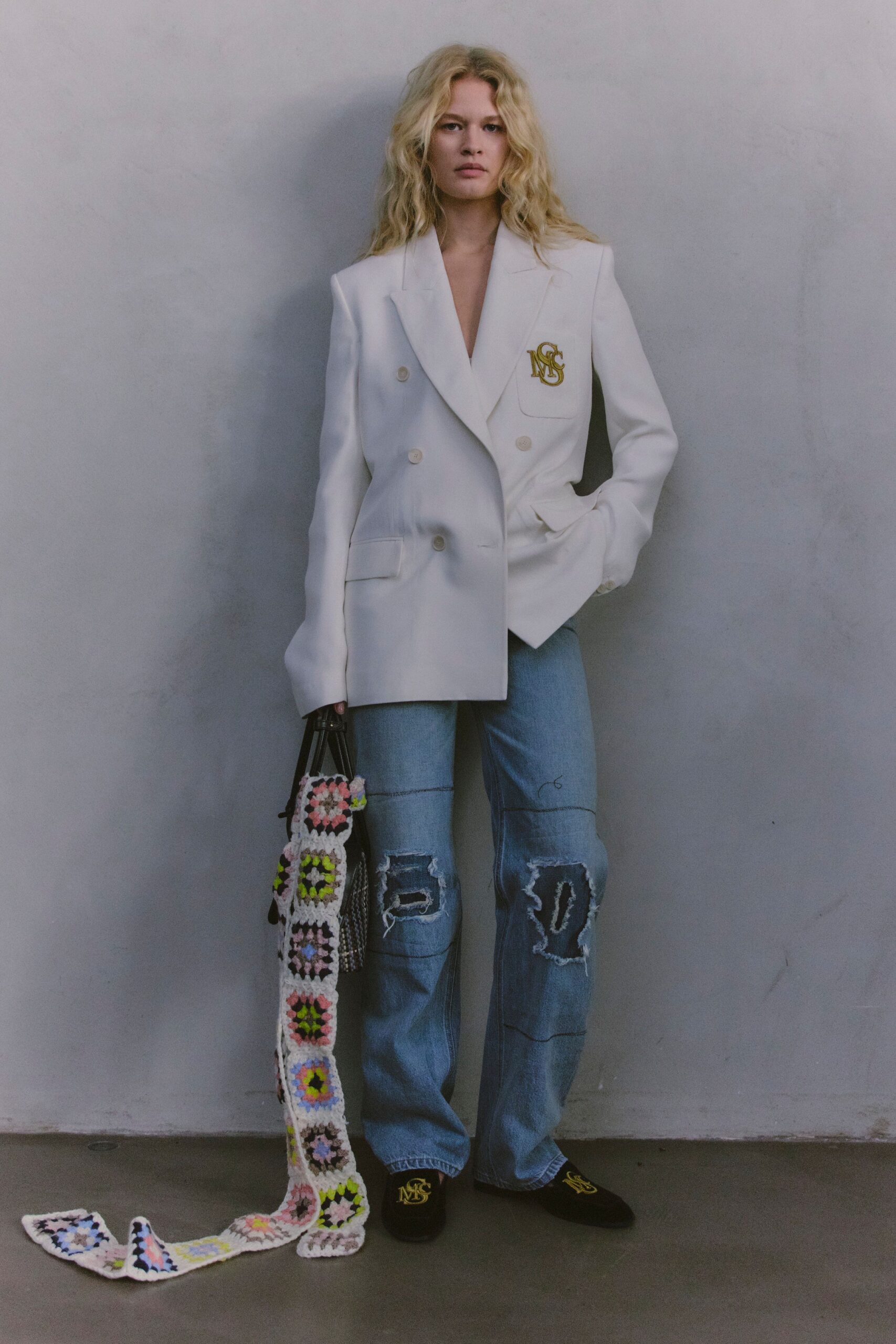 blue denim relaxed distressed jeans