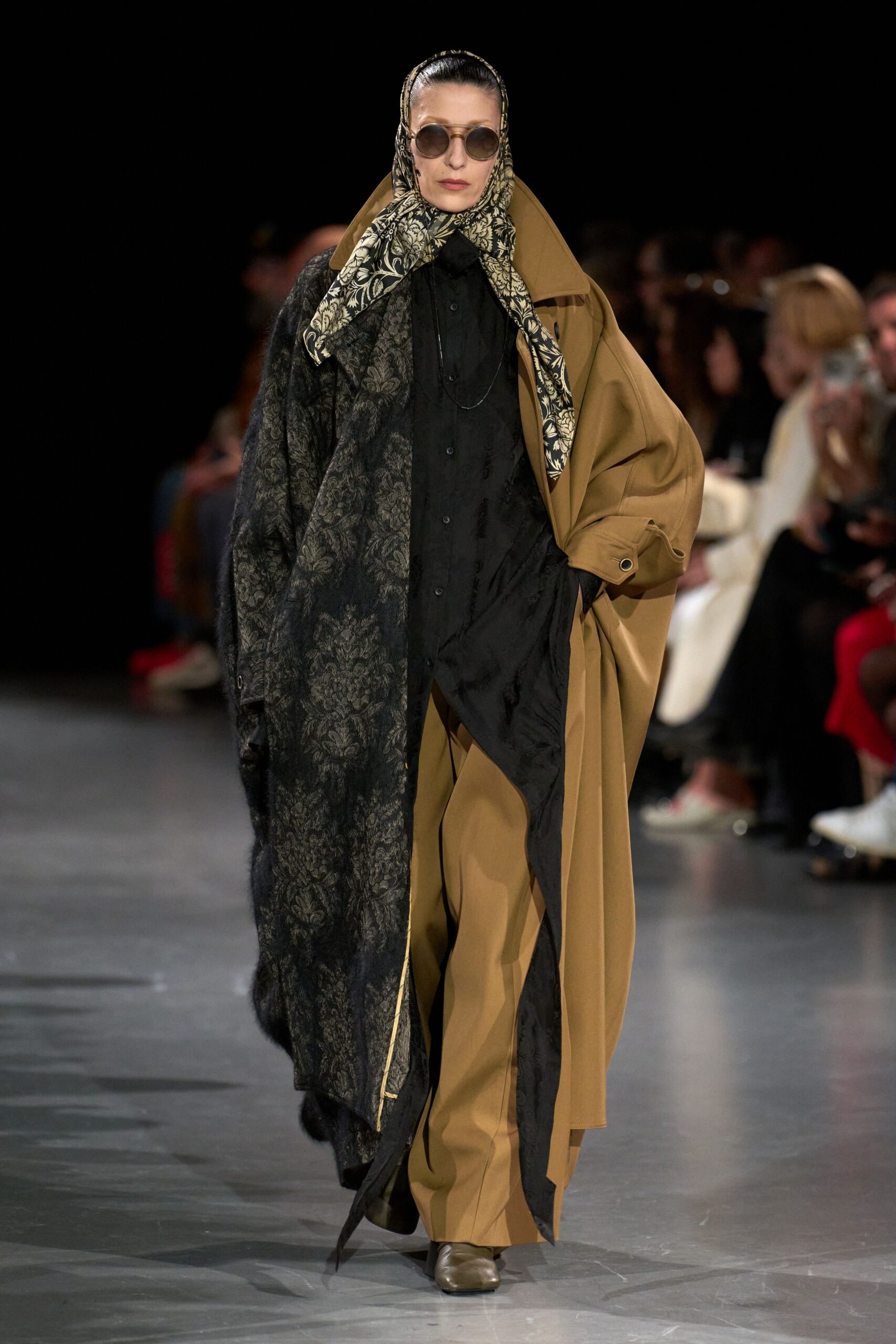 black wool relaxed layered cape