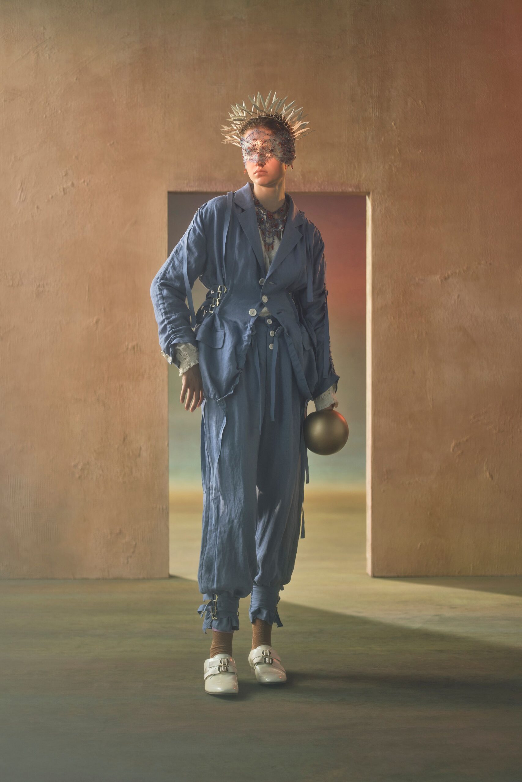 blue relaxed cotton jumpsuit