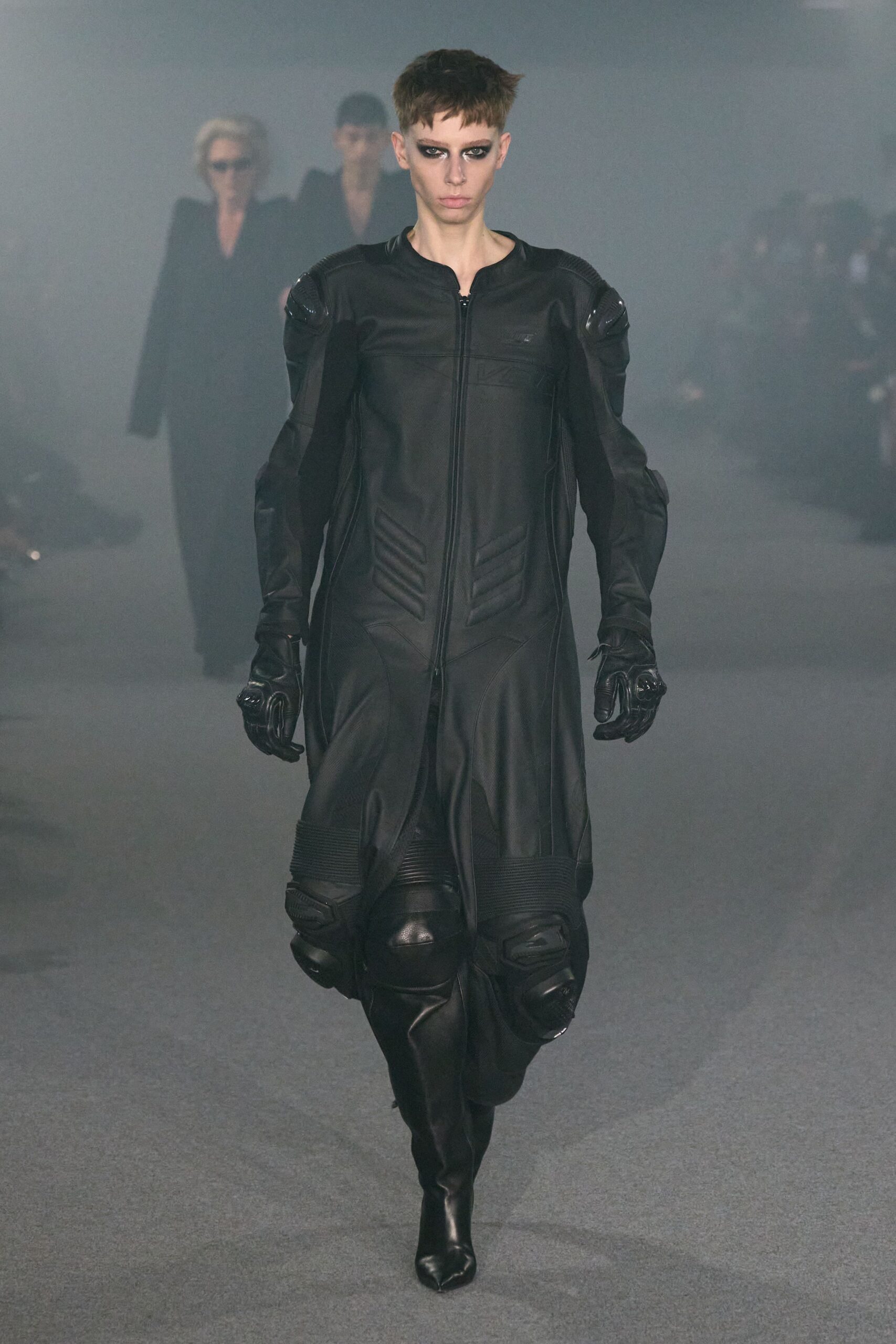 black leather fitted dress