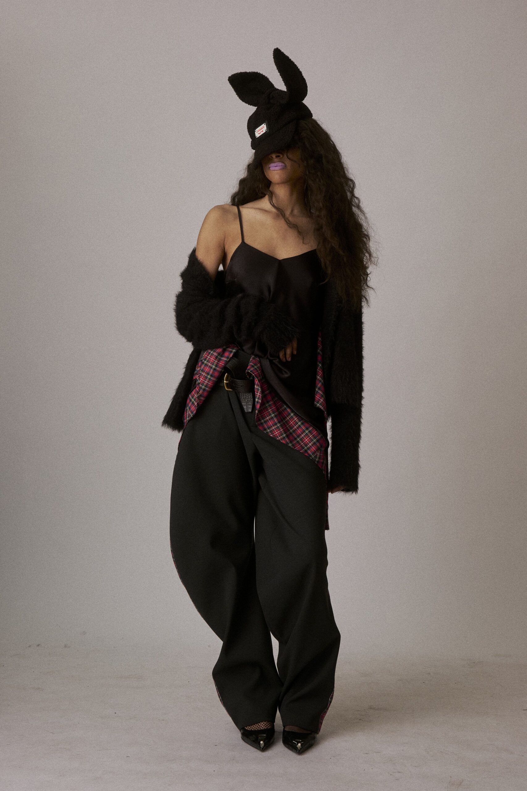 black oversized cardigan with top and pants
