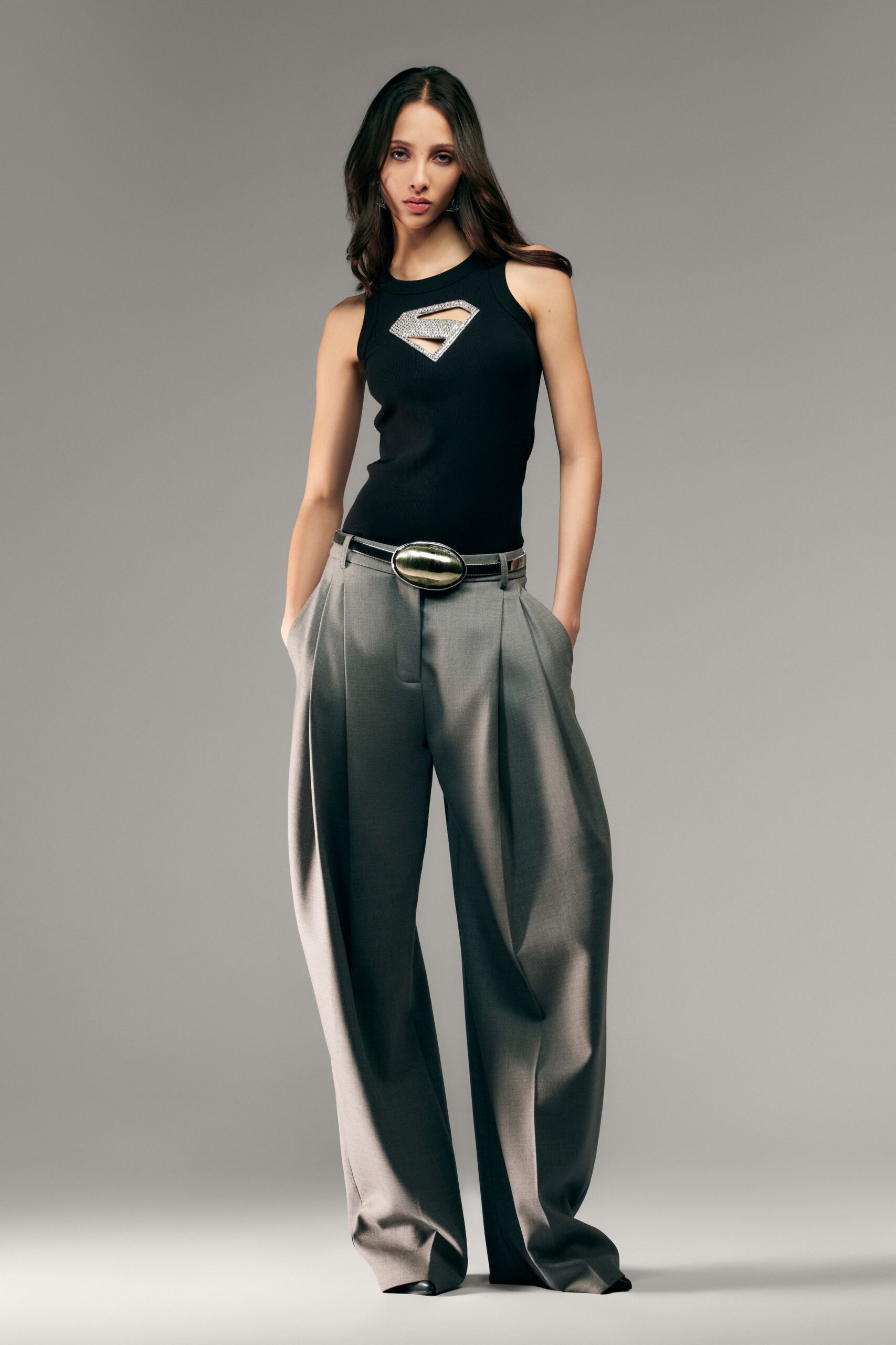 black leather embellished belt