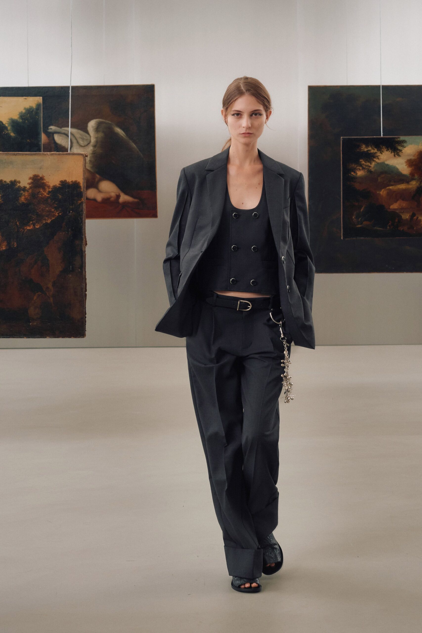 black tailored blazer and pants