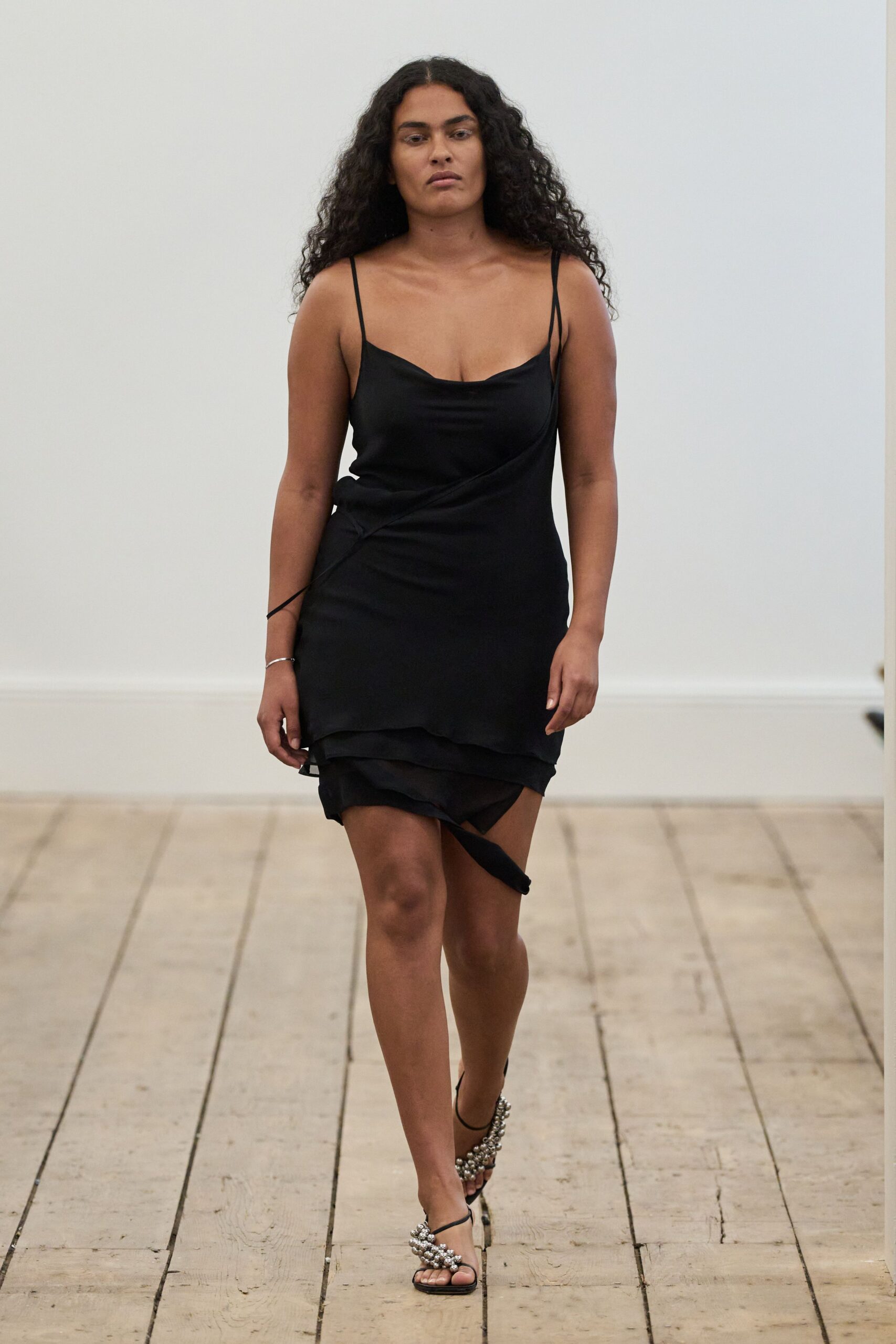black silk fitted mini dress