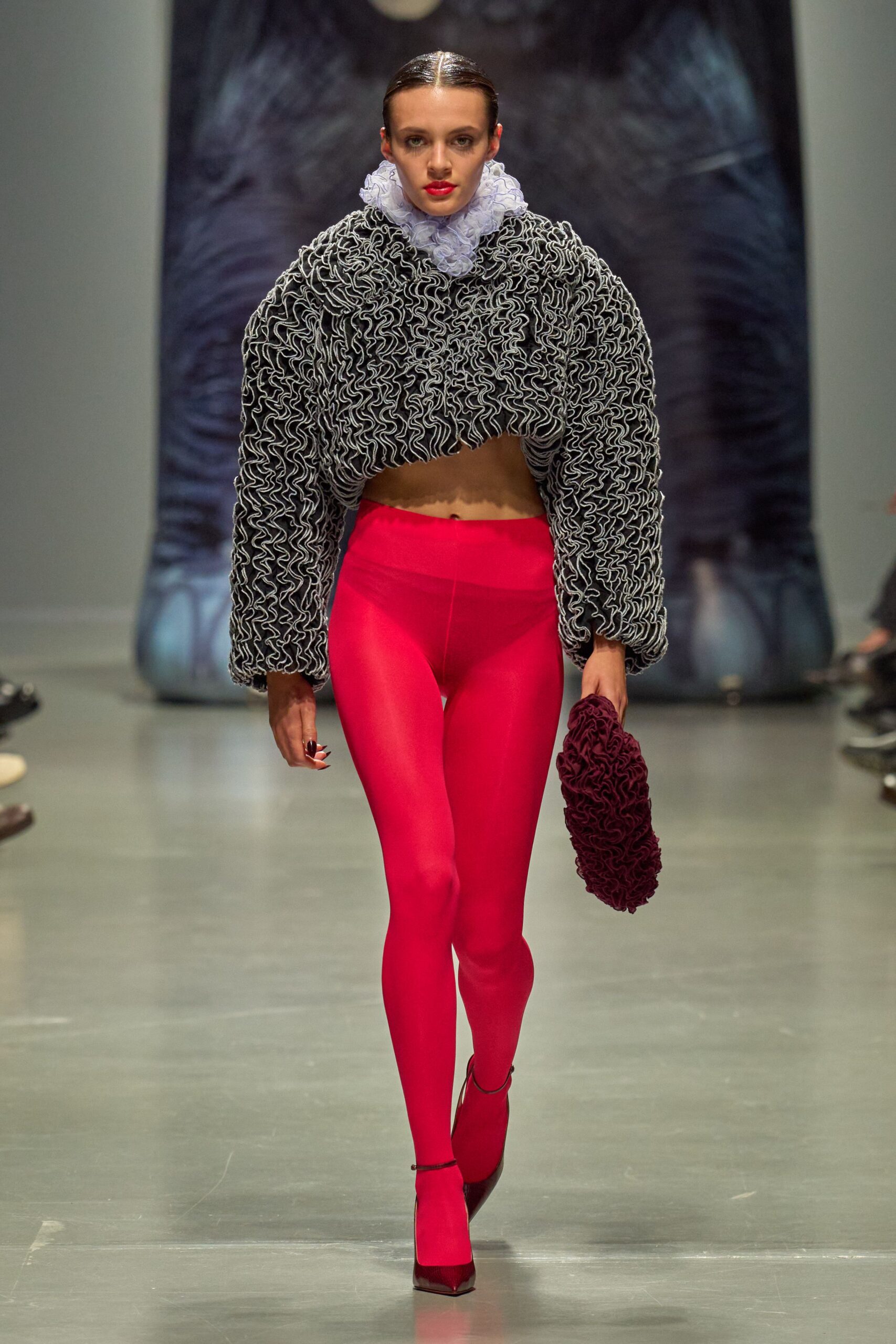 red cotton fitted leggings