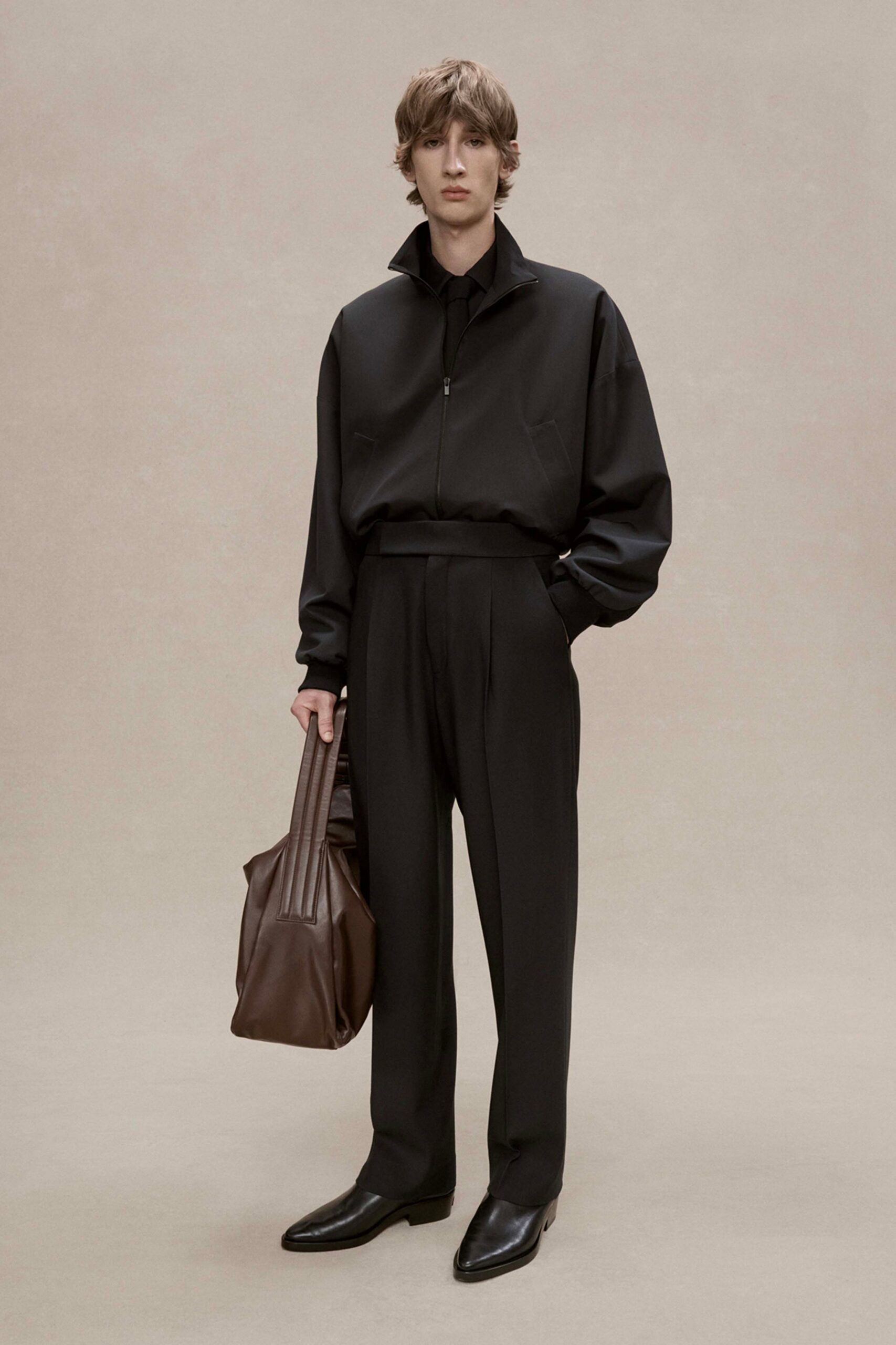 black relaxed jacket with tailored pants