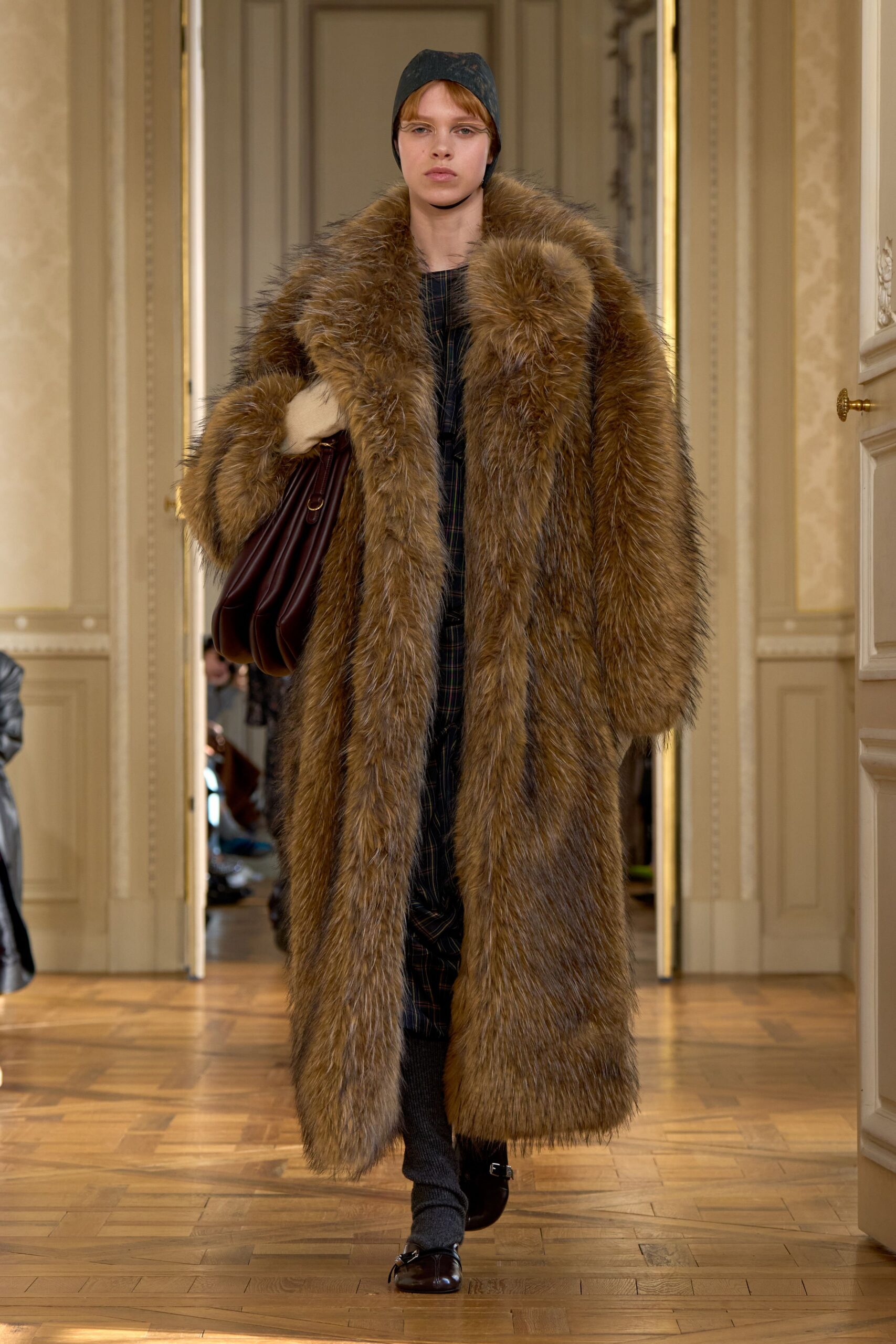 brown fur relaxed coat
