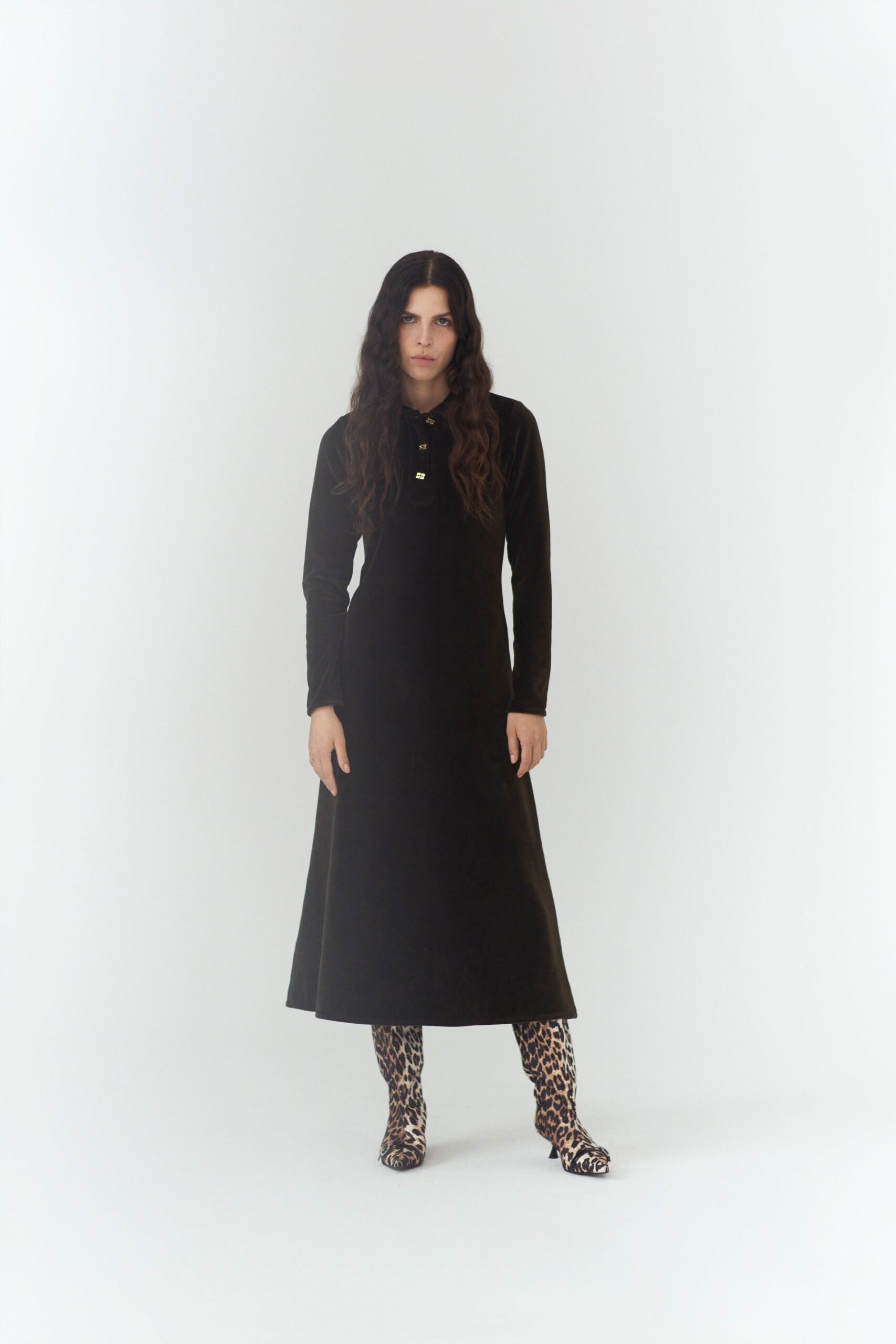 multi leather fitted animal-print boots