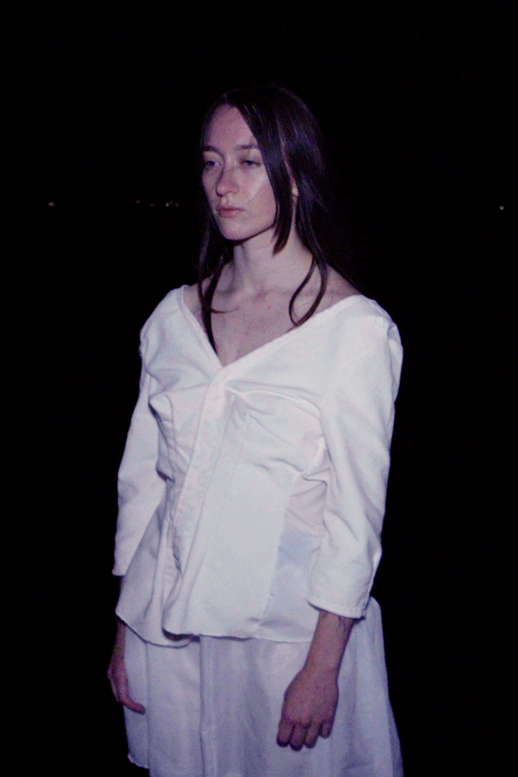 white relaxed midi dress