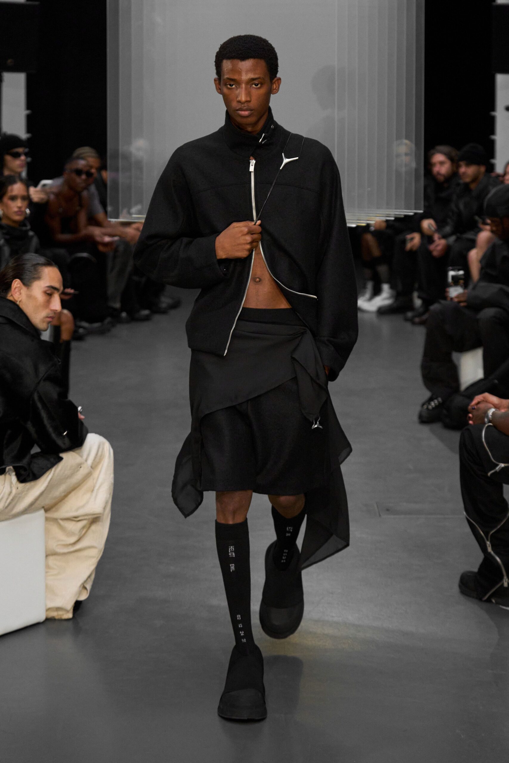 black fitted jacket and skirt