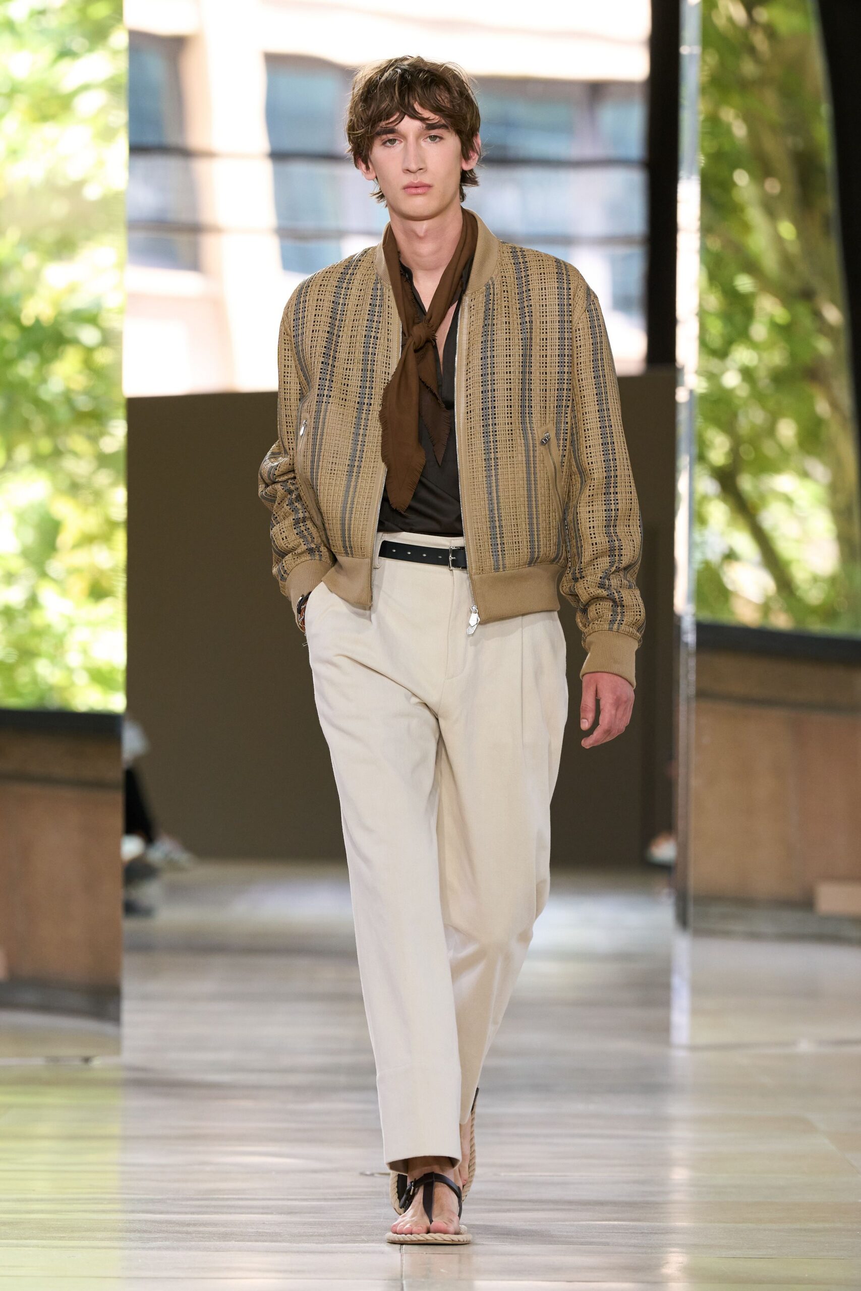 brown relaxed jacket with black shirt