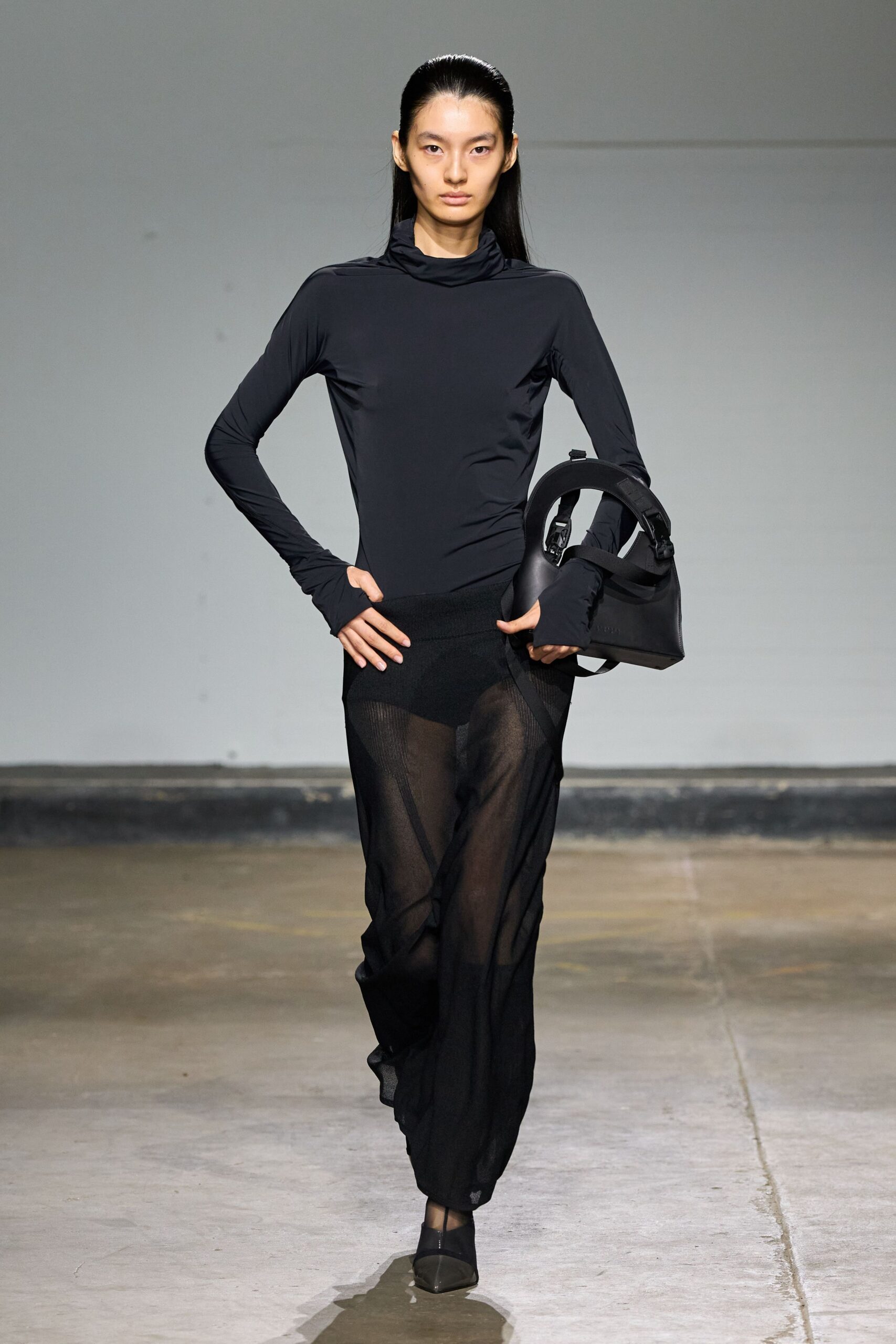 black mesh asymmetric relaxed layered sheer skirt