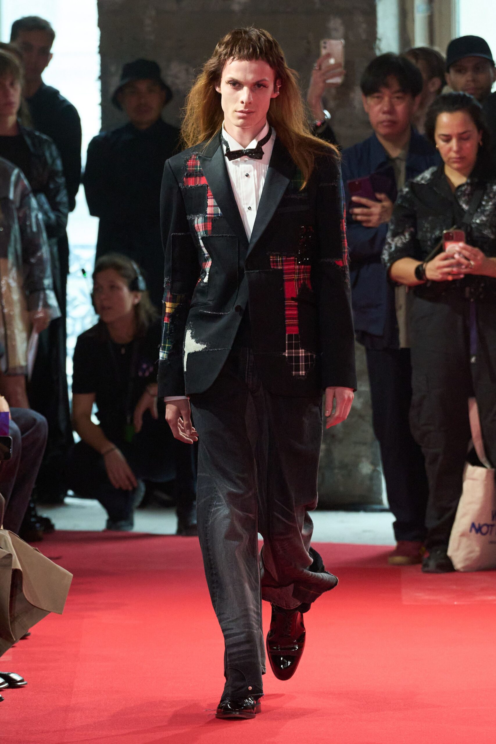 black tailored blazer with patchwork