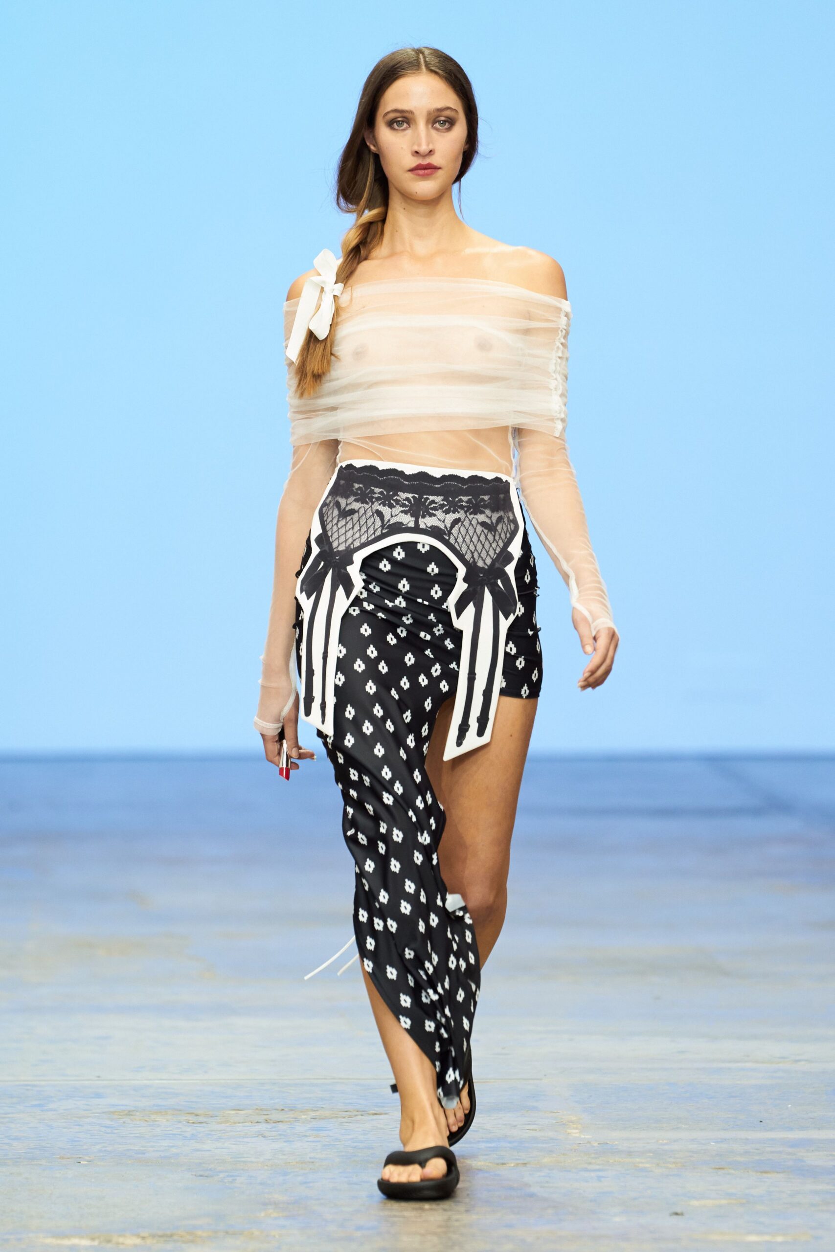 black cotton asymmetric fitted printed mini skirt