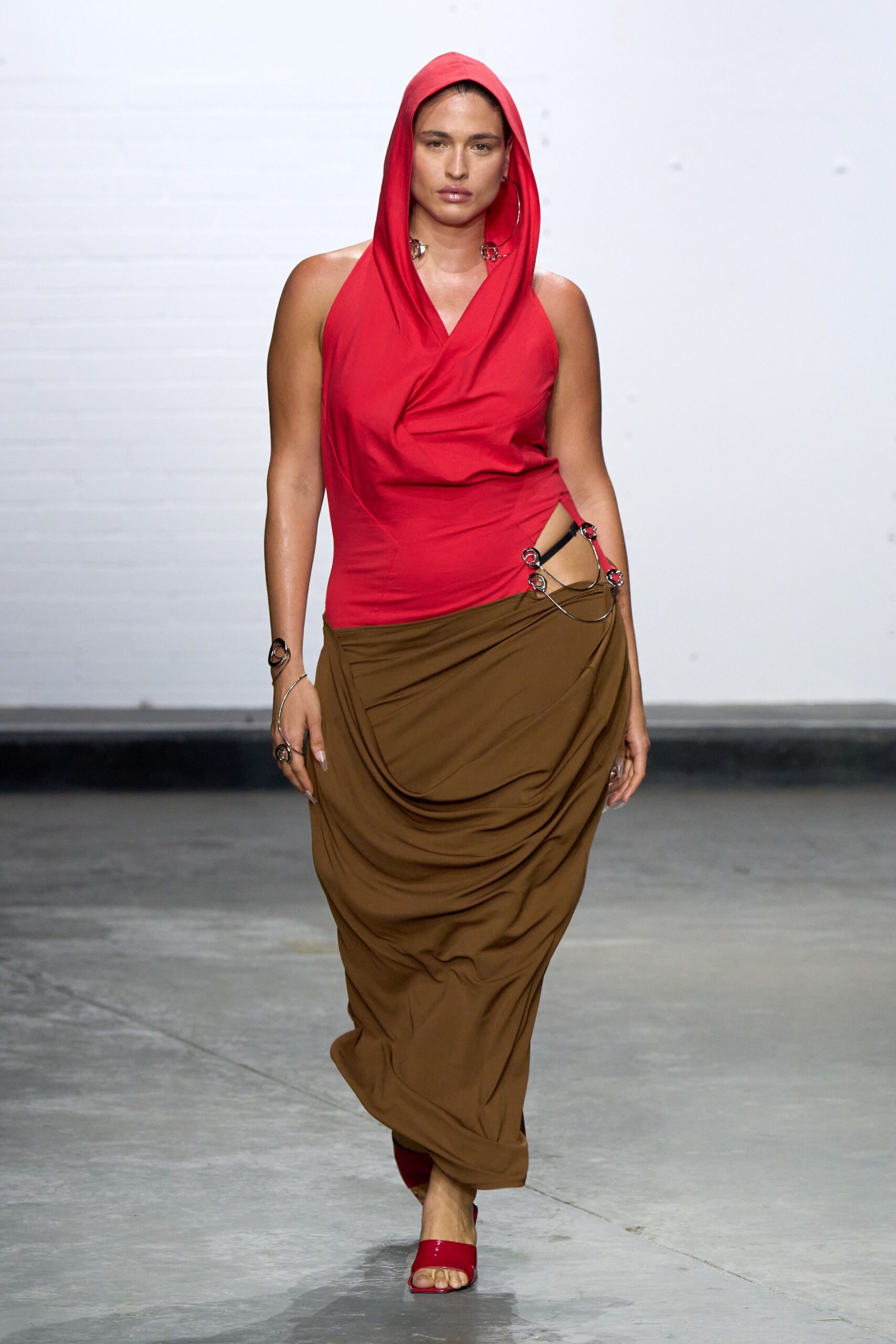 brown relaxed draped skirt
