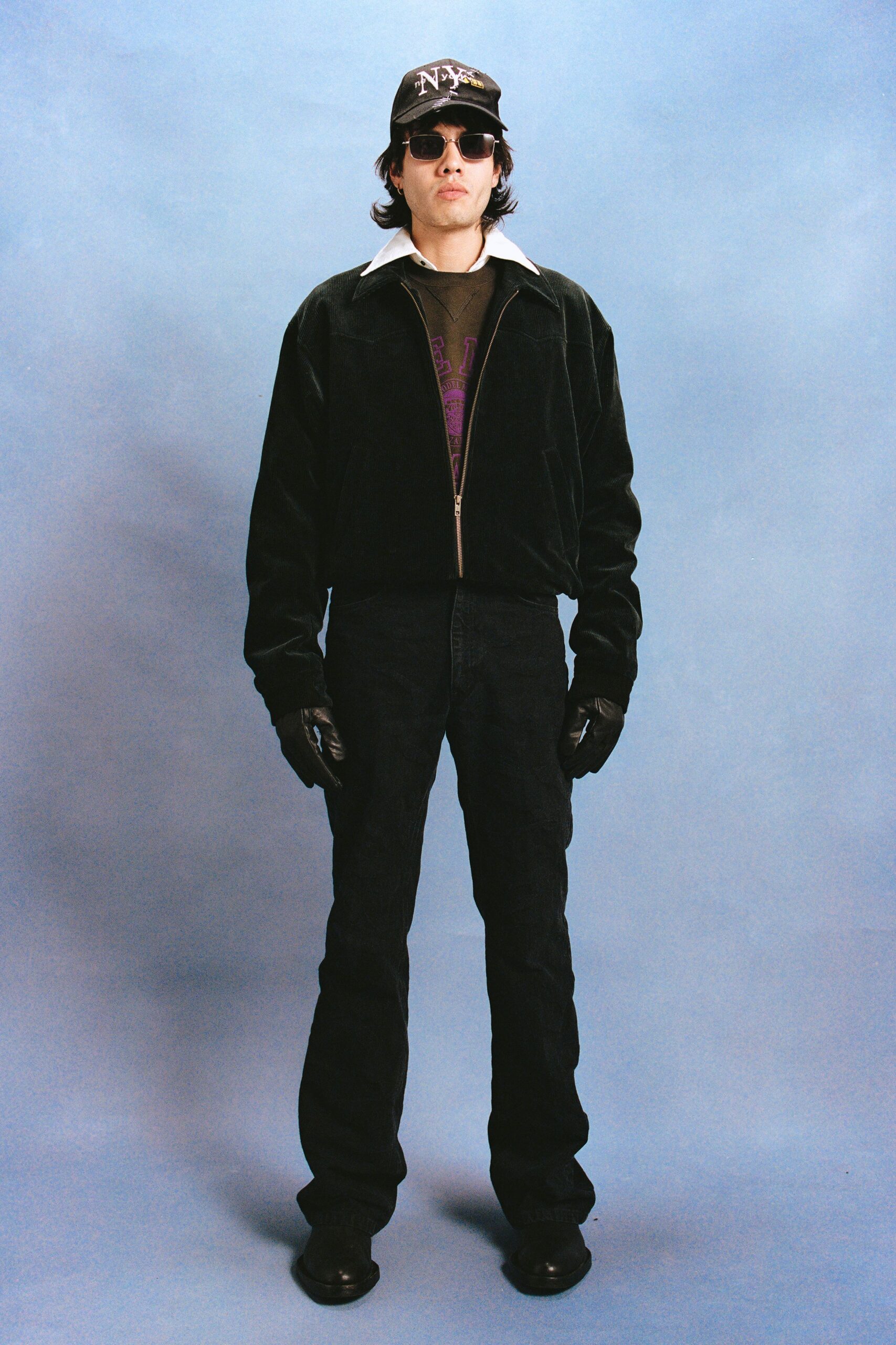 black velvet jacket with t-shirt