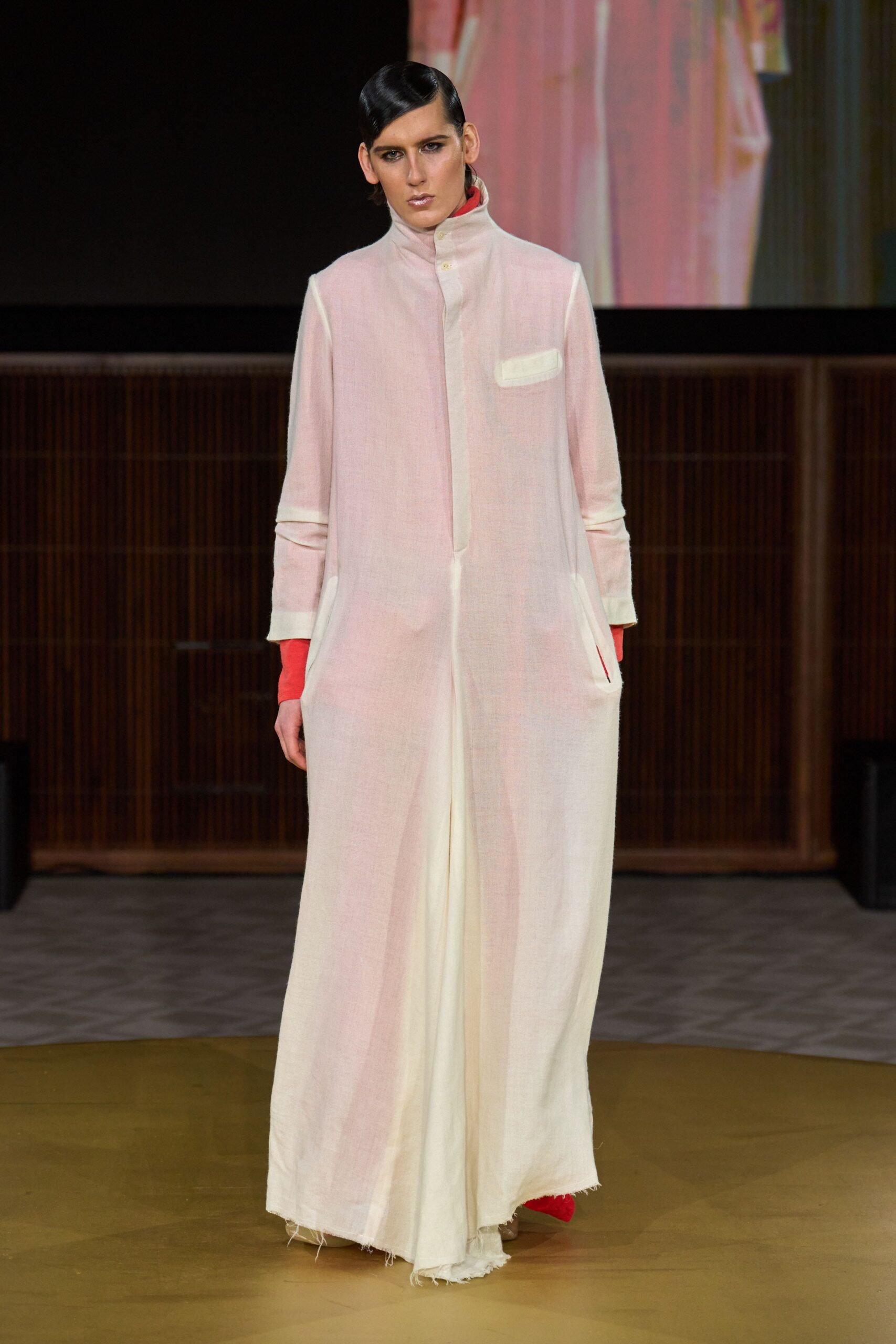 relaxed white and pink maxi dress