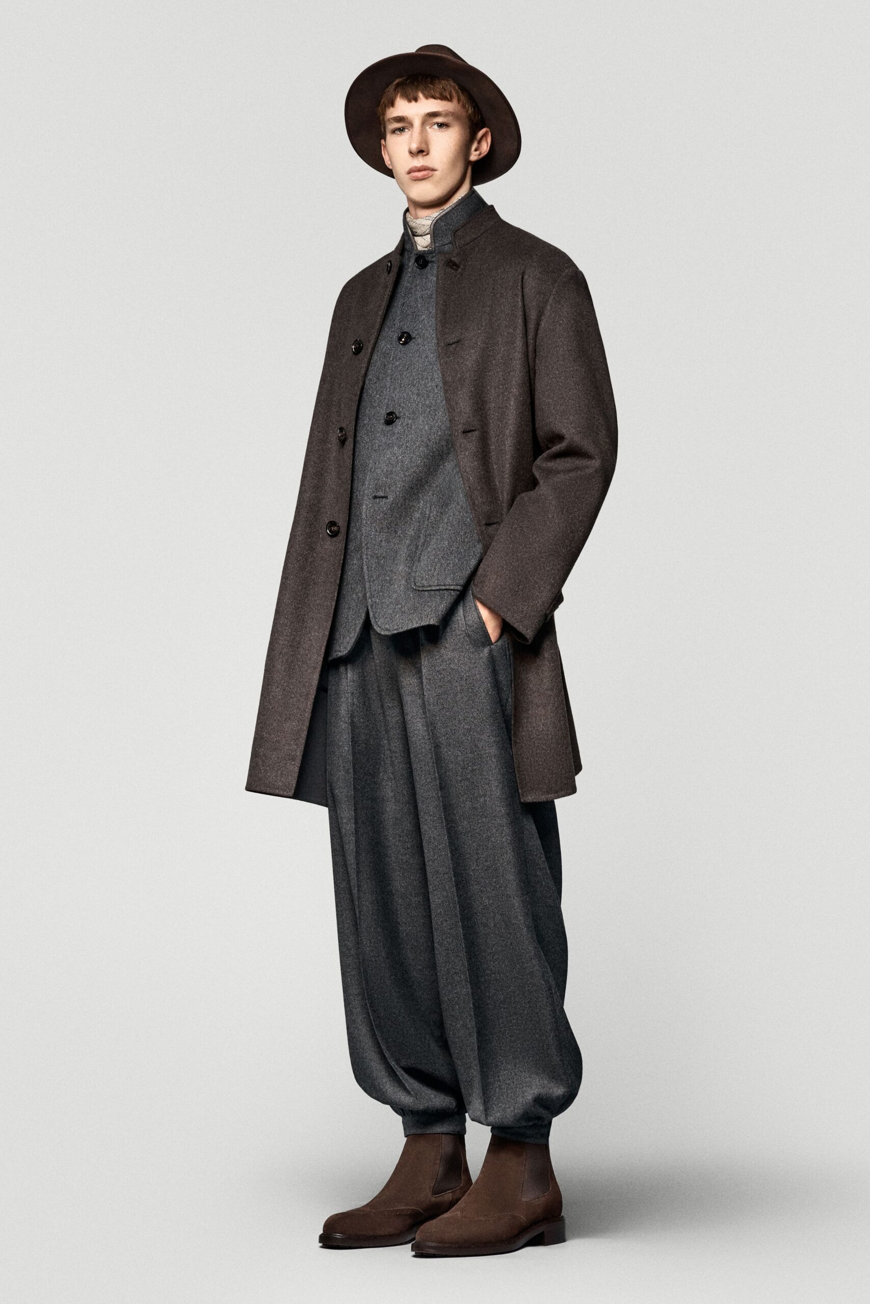 brown wool coat gray blazer