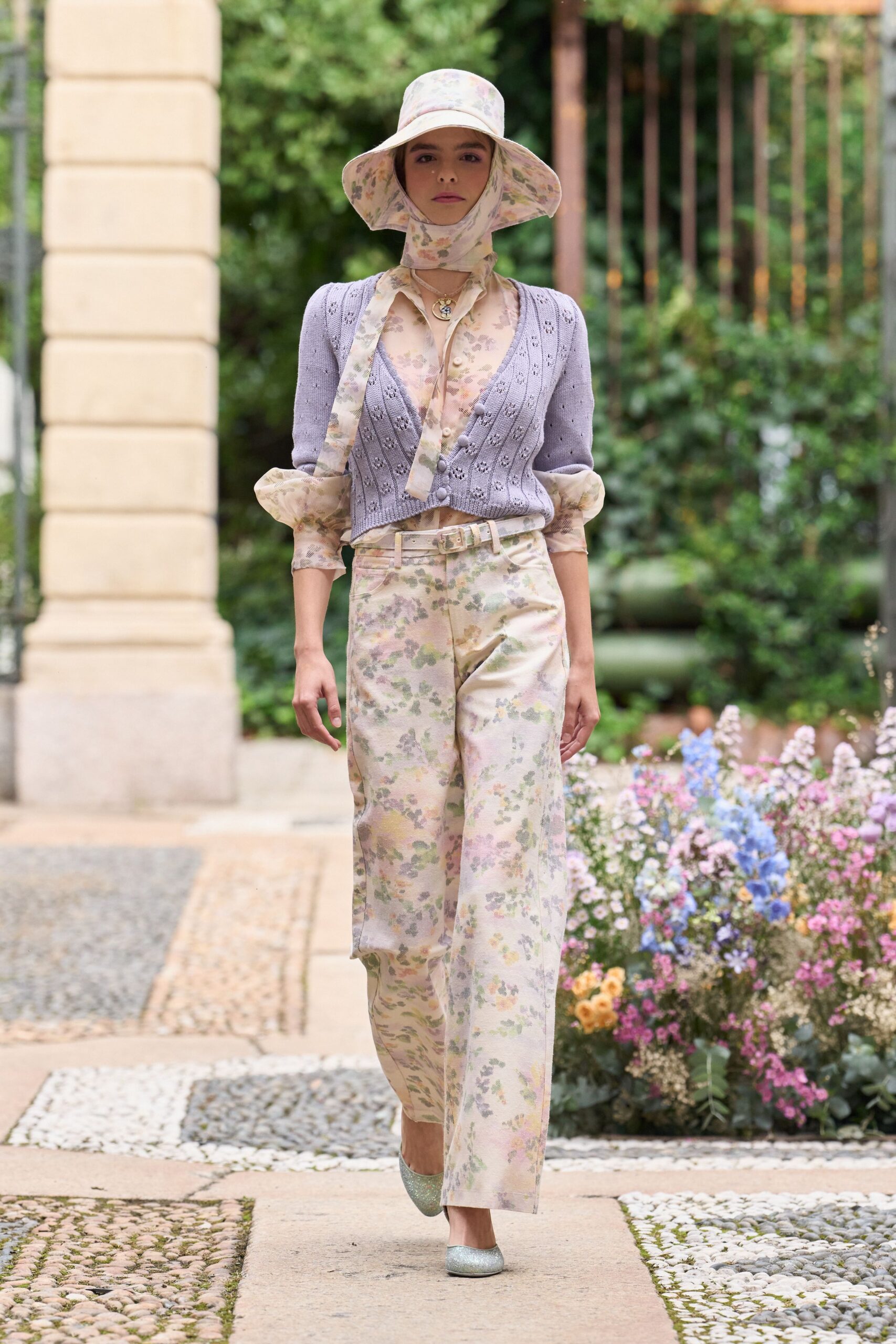 beige silk long-sleeve collared relaxed floral shirt