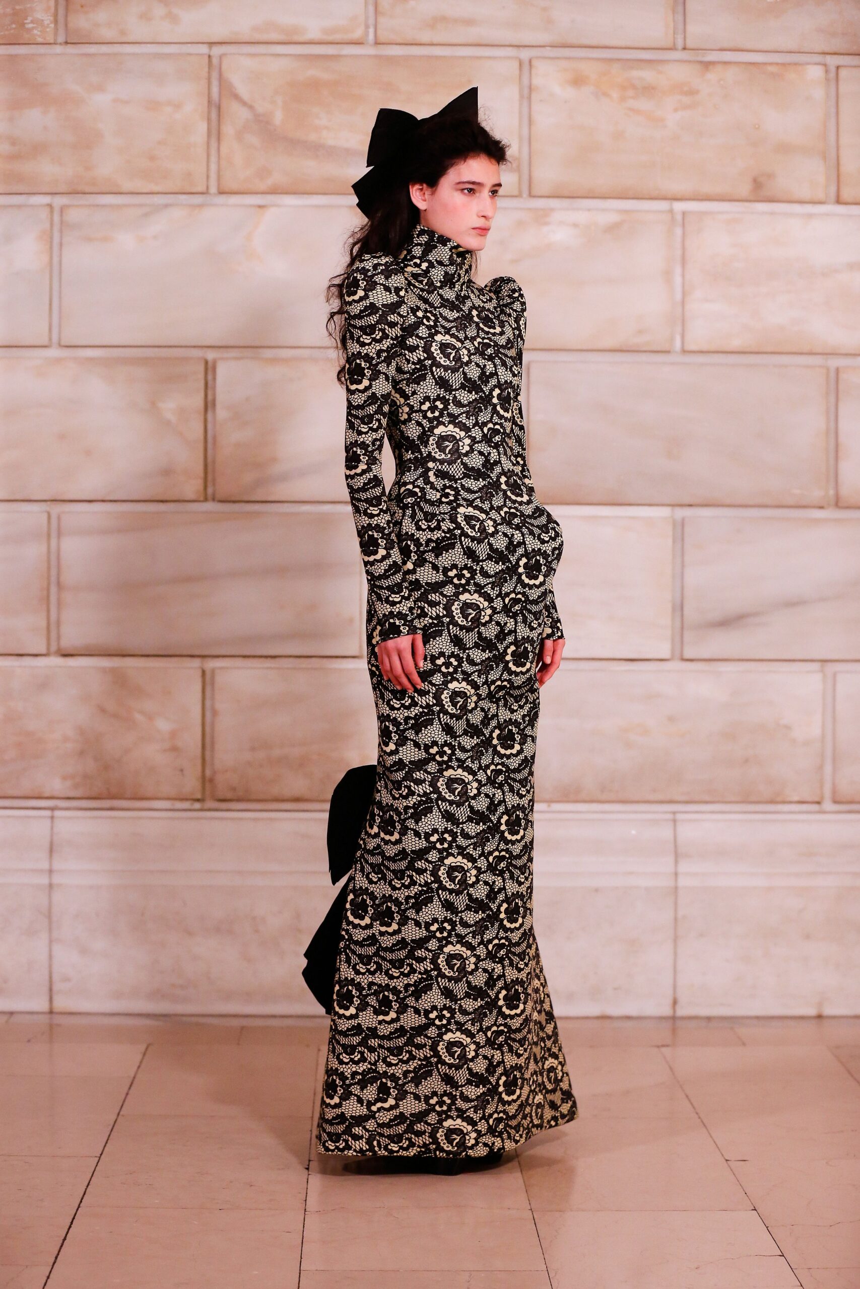 black and gold embroidered gown
