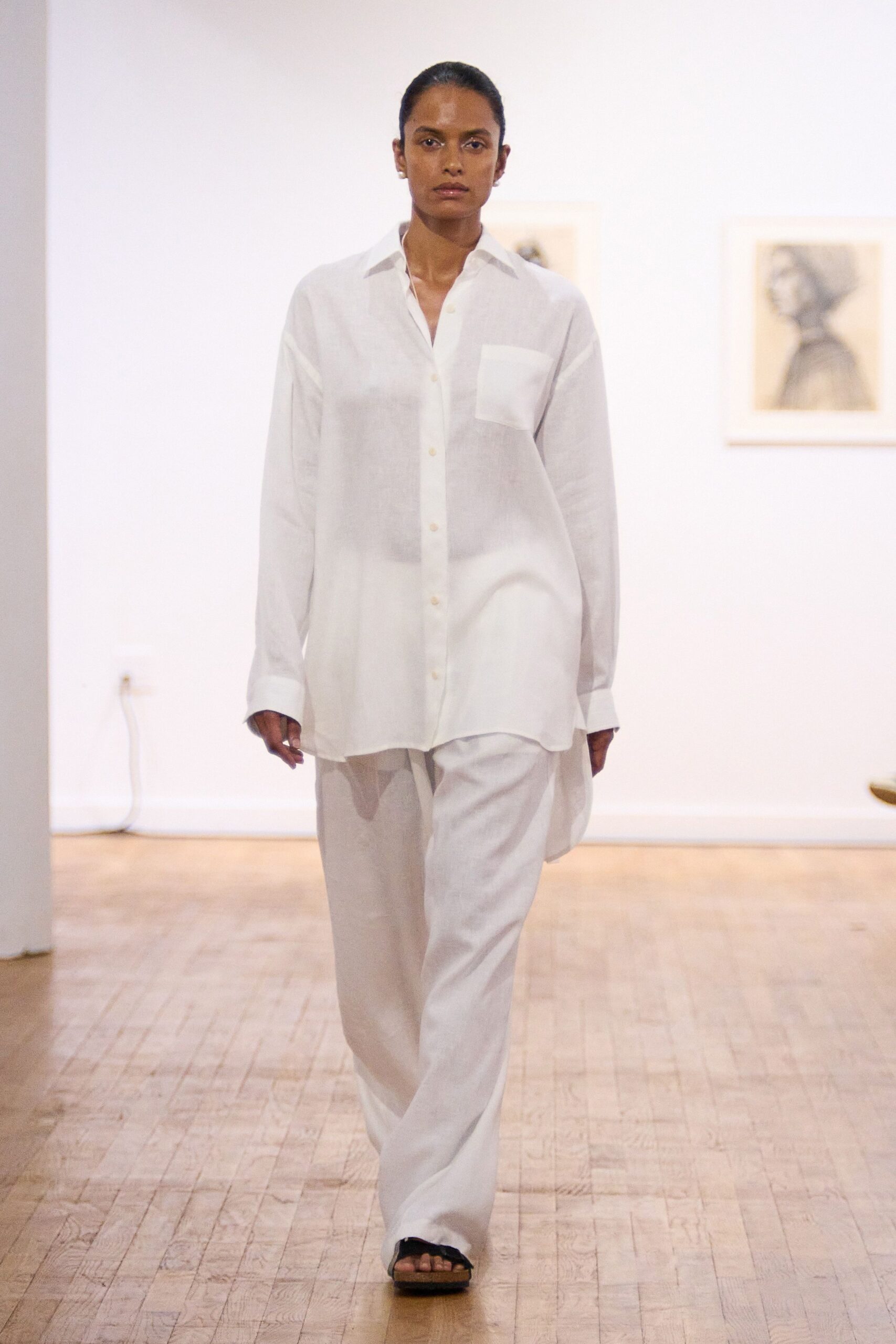 white linen shirt and pants
