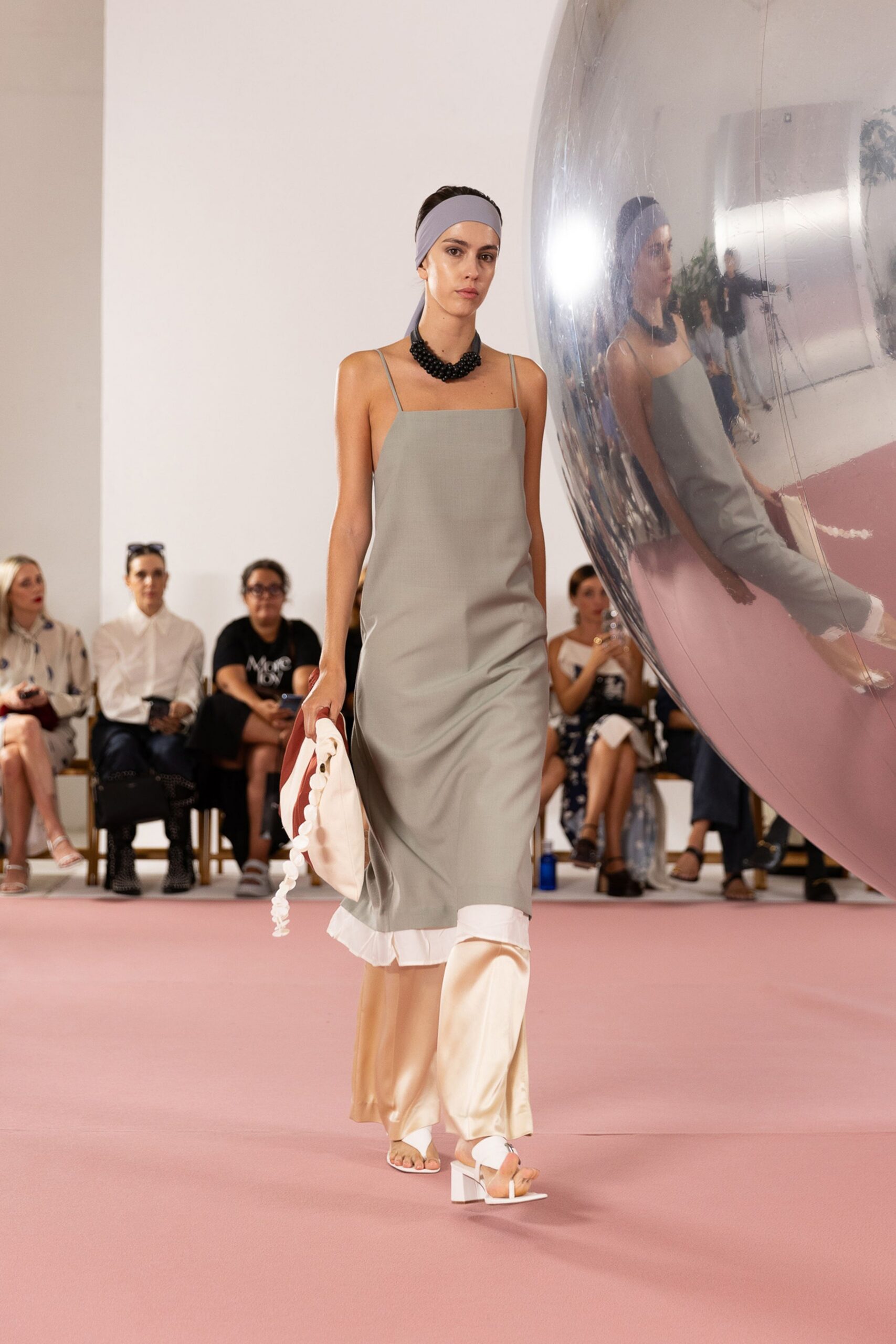 gray spaghetti-strap midi dress