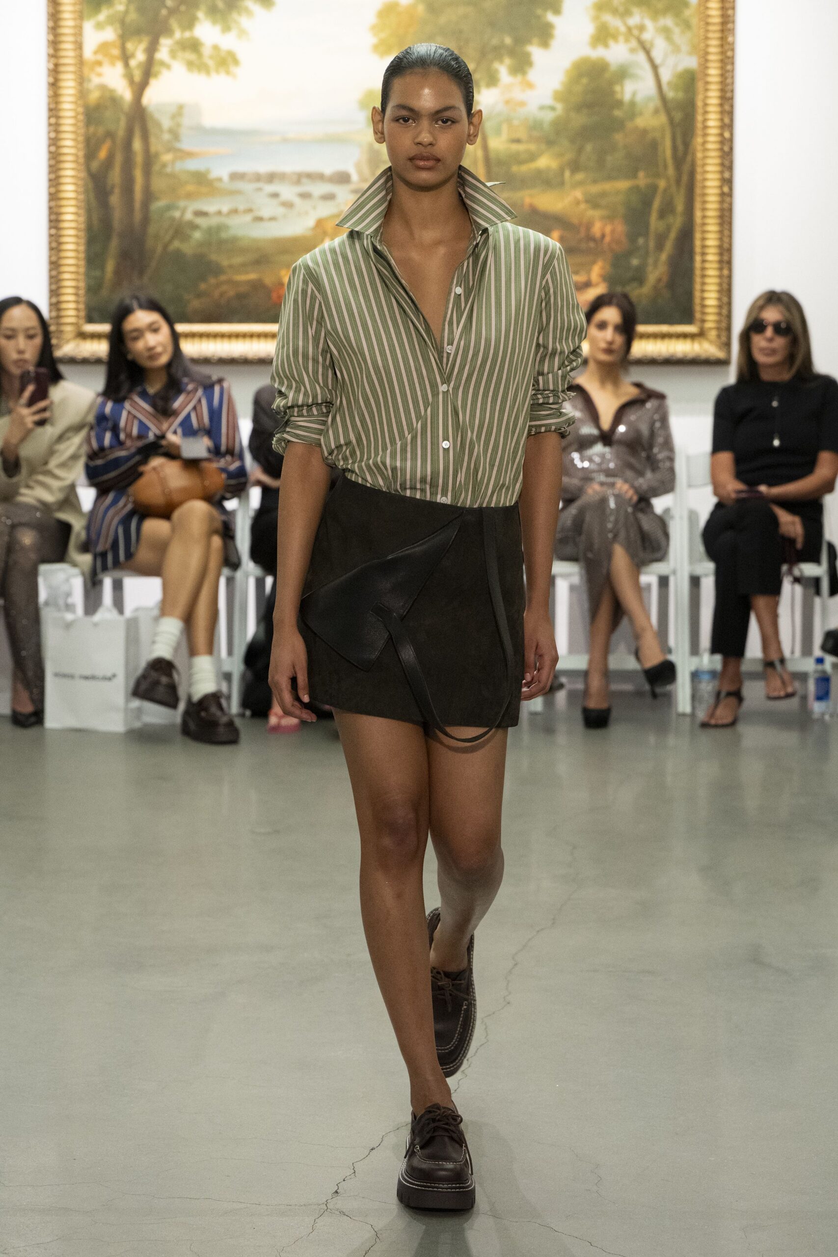 black suede asymmetric fitted skirt