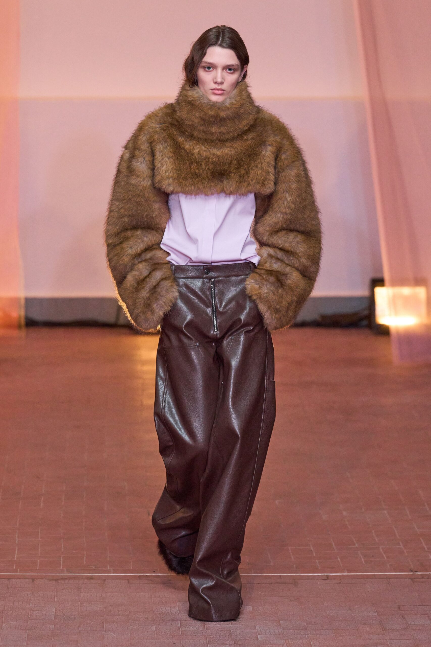 brown fur oversized cape