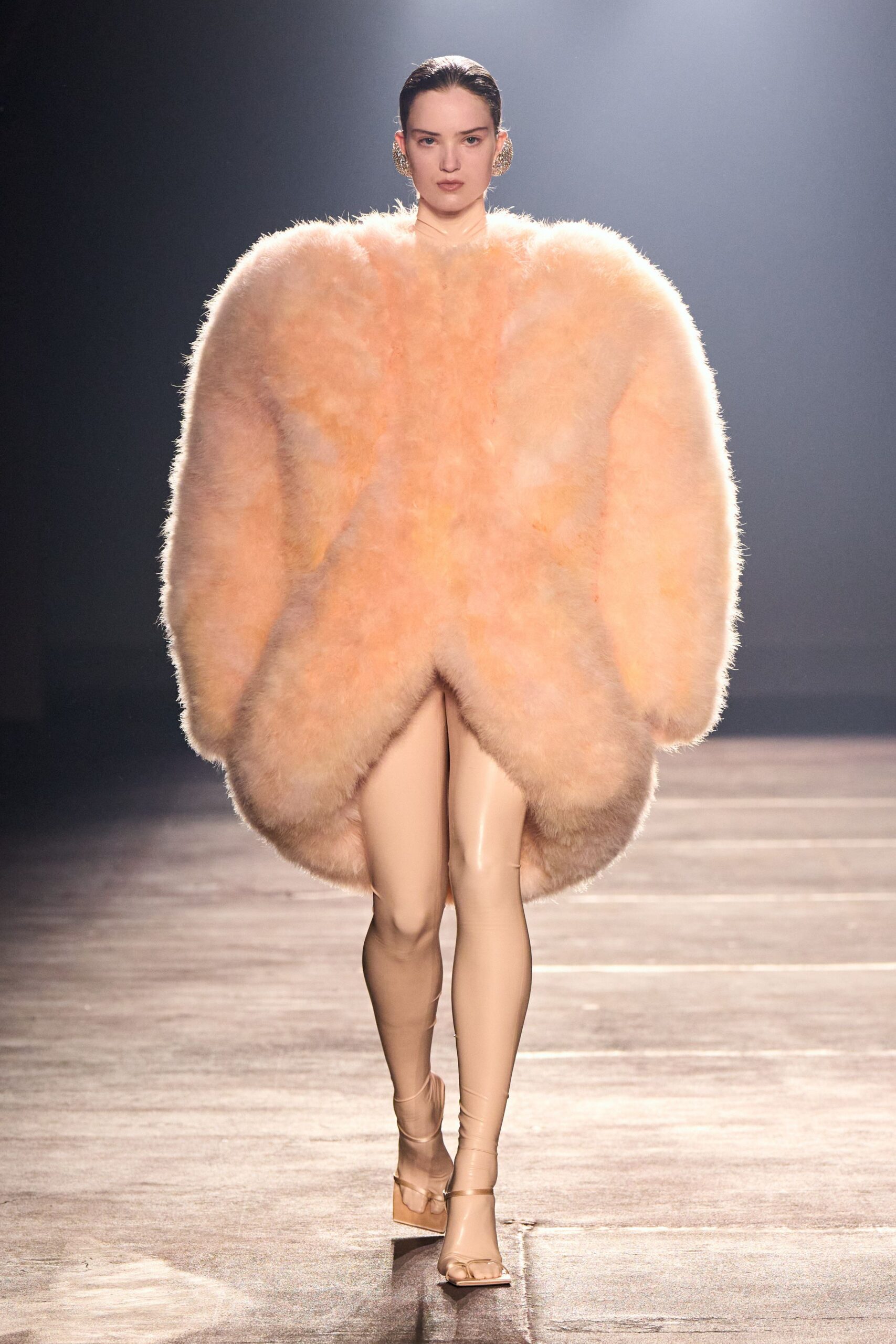 pink faux-fur oversized coat