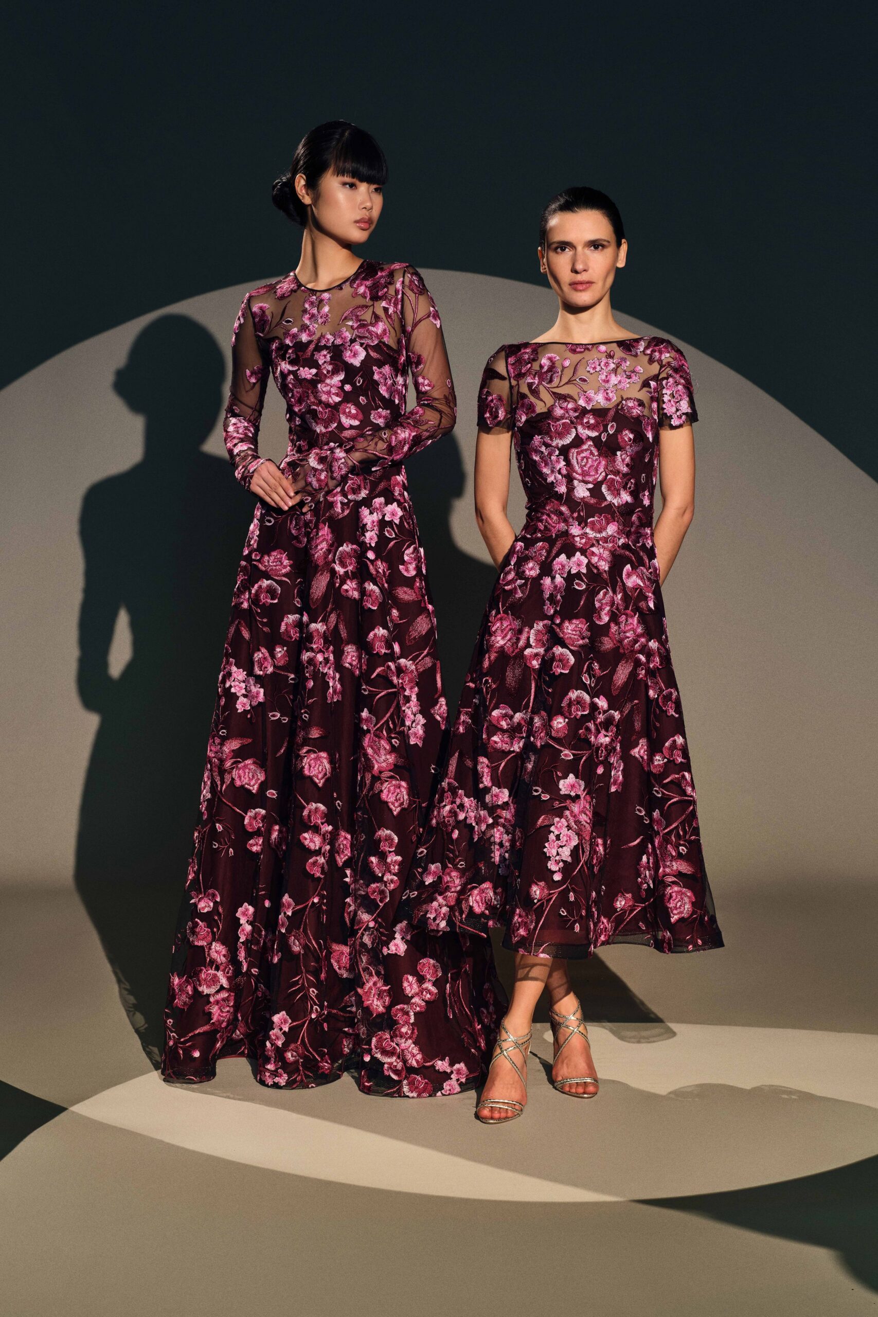 maroon floral maxi gowns