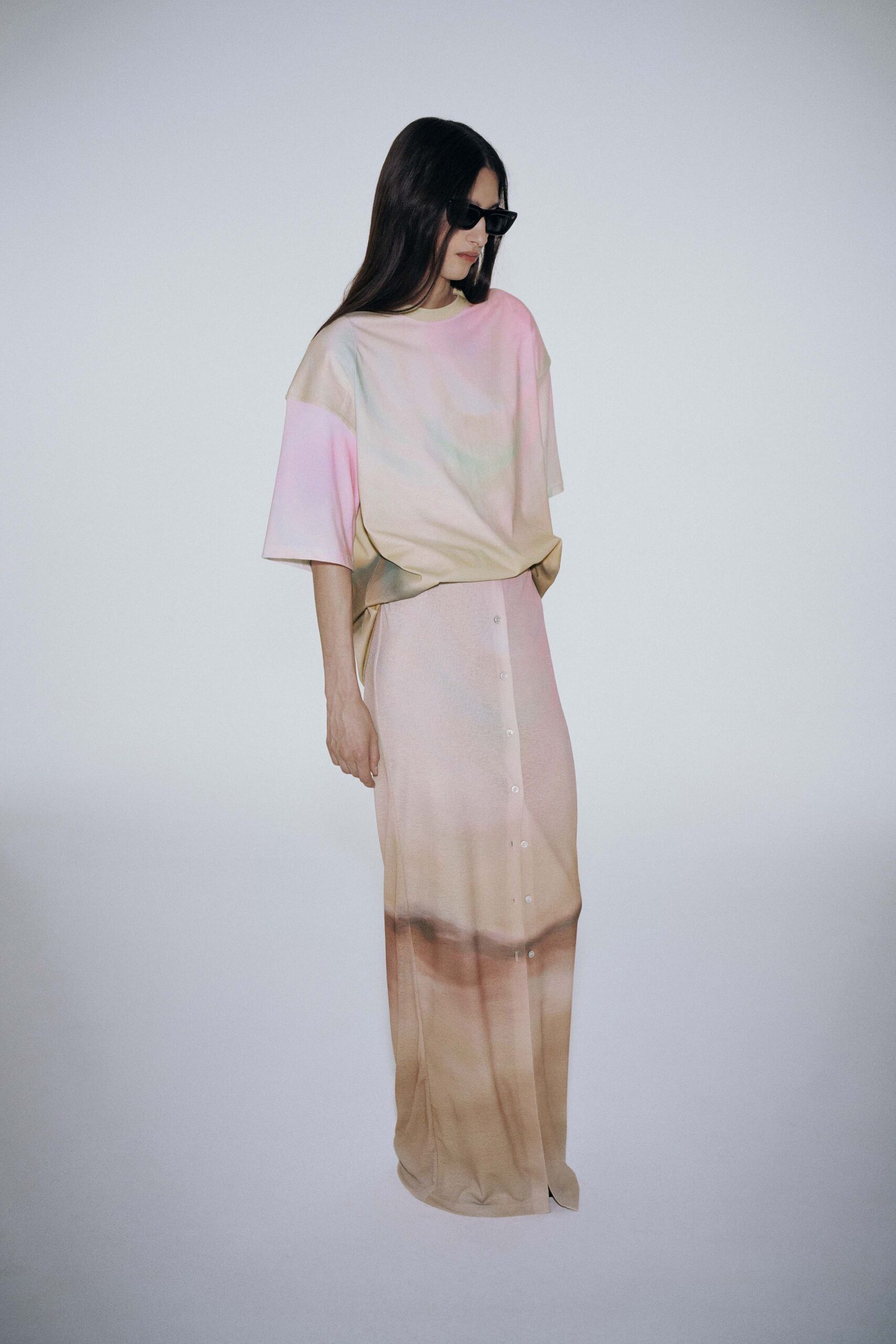 pink cotton short-sleeve collared relaxed layered buttoned dress