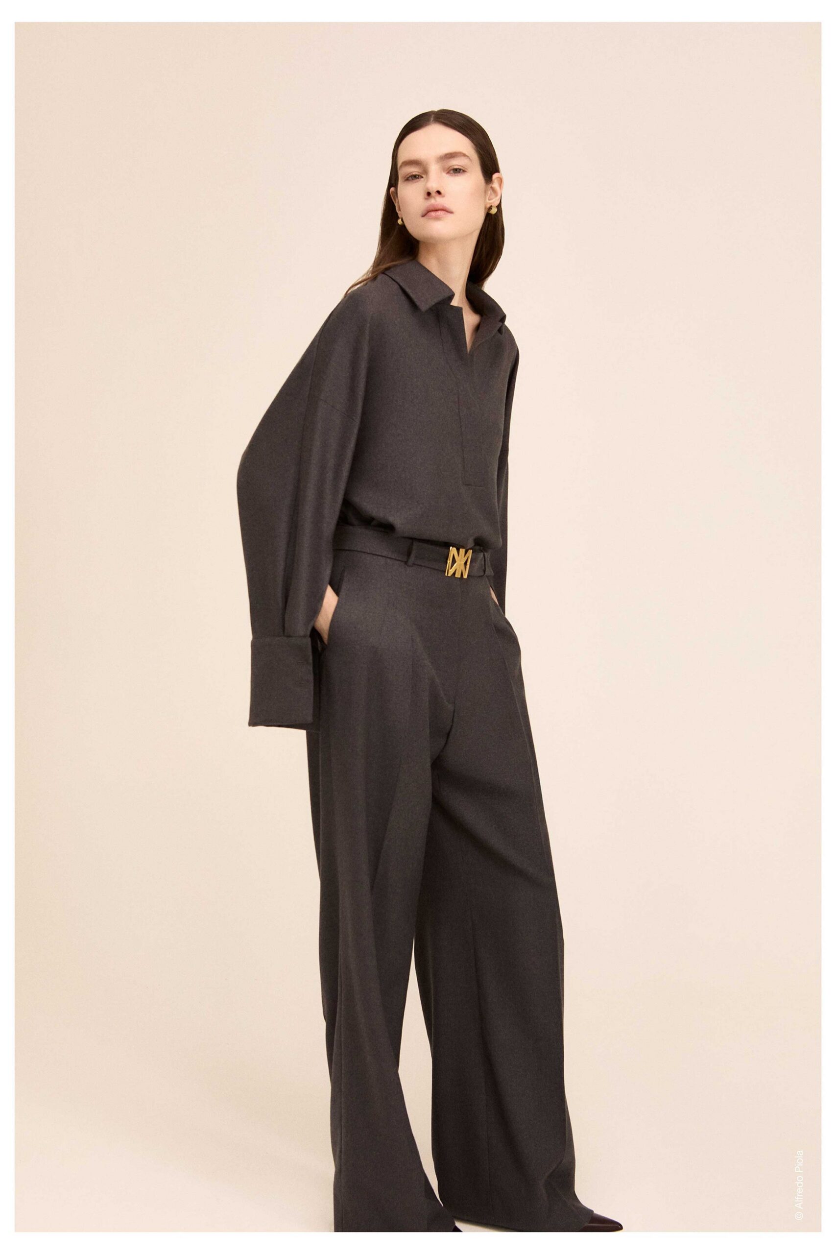 gray relaxed shirt and pants