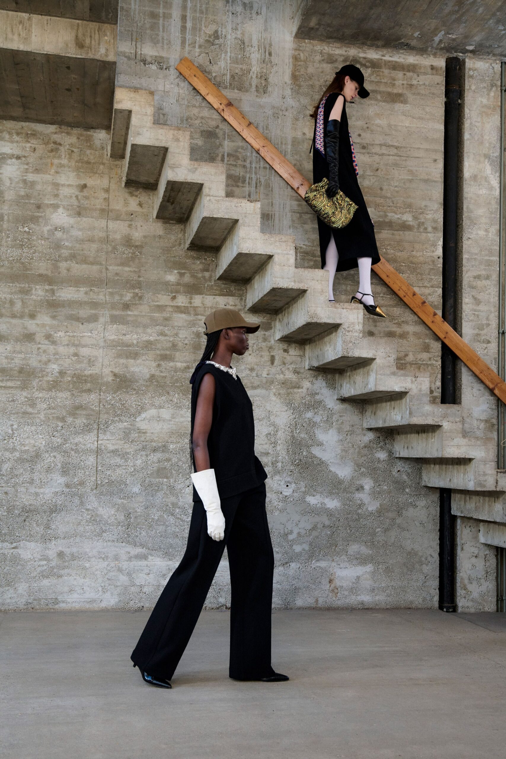 black relaxed top and wide-leg pants