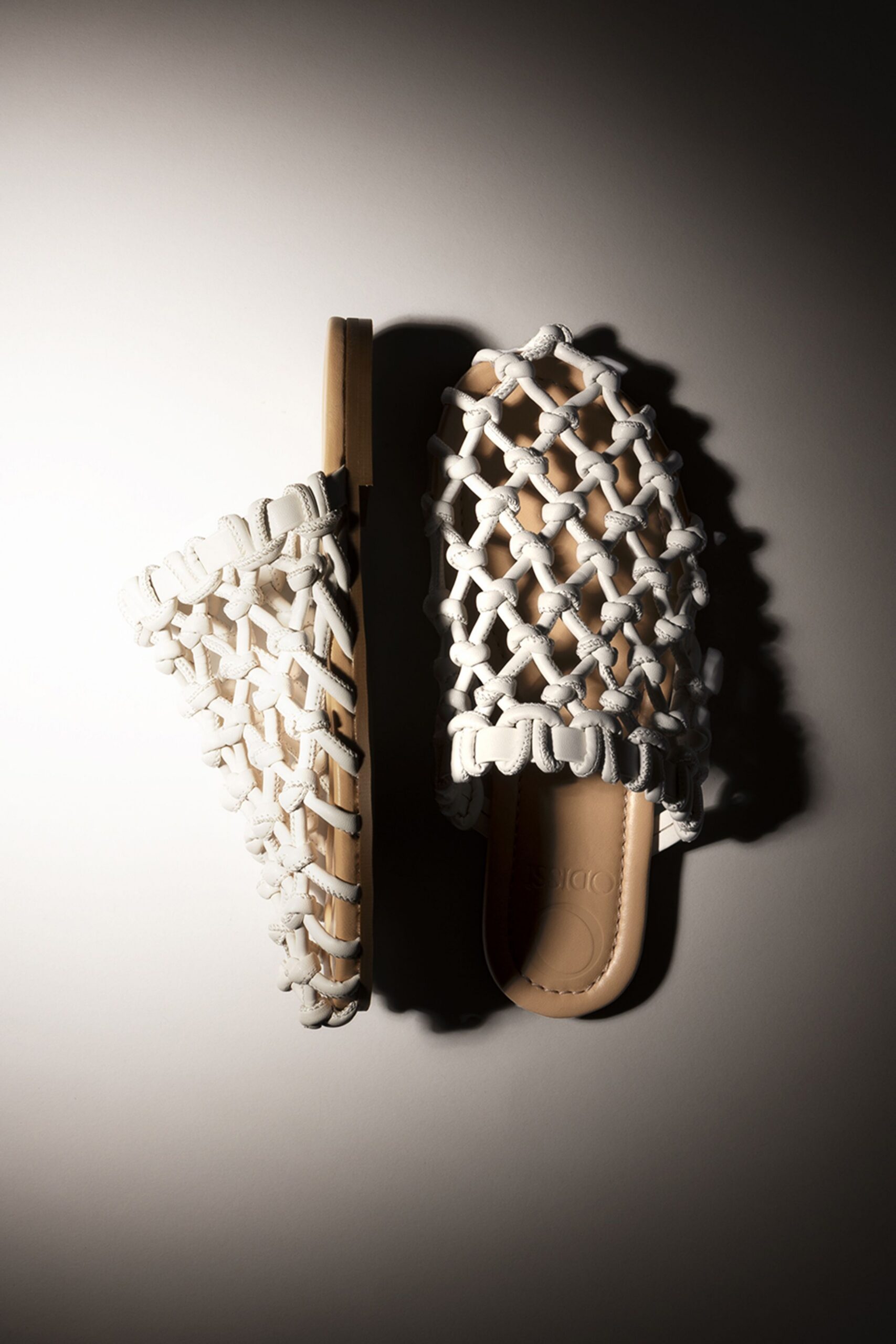 white woven leather shoes