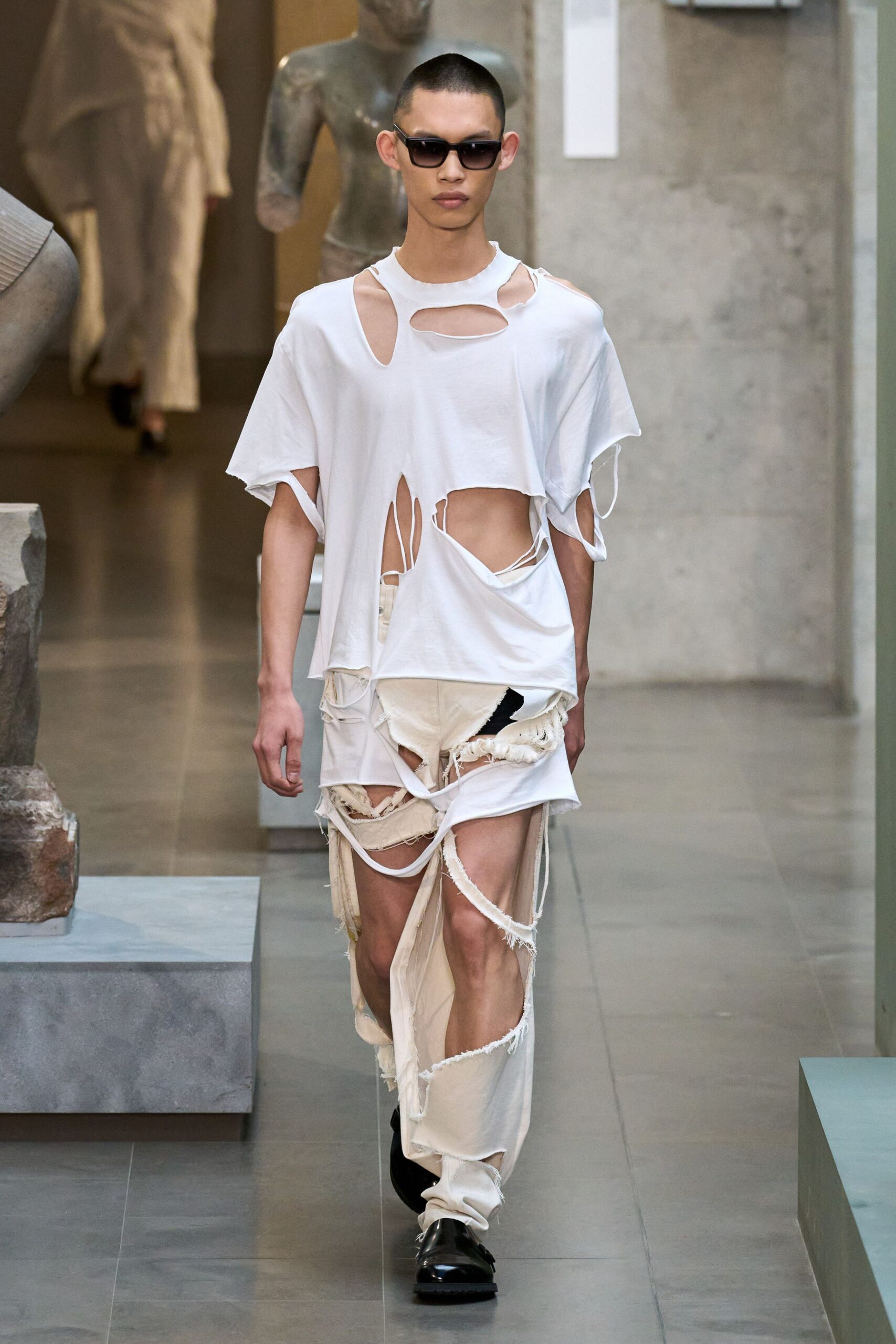 distressed white t-shirt and pants